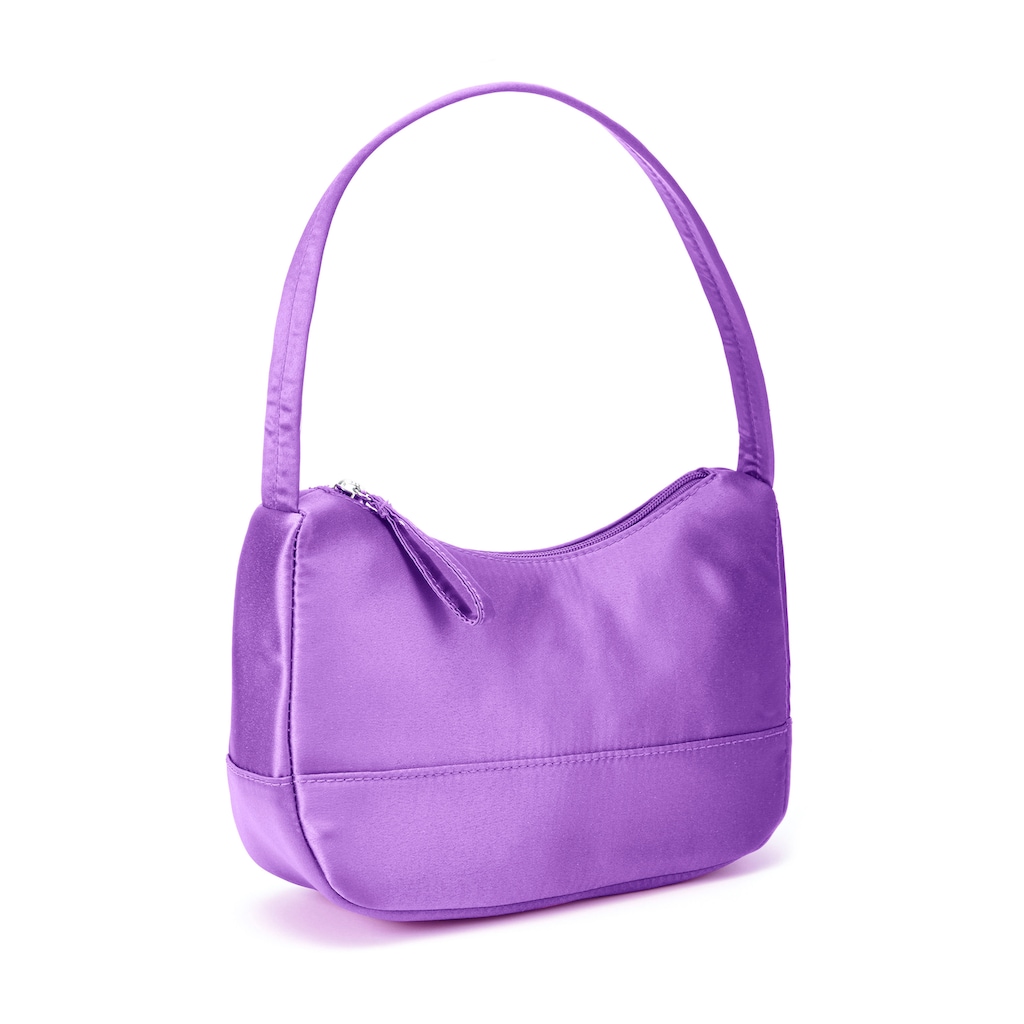 LASCANA Handtasche Schultertasche aus modischen Satin und in Trend Farbe Lila