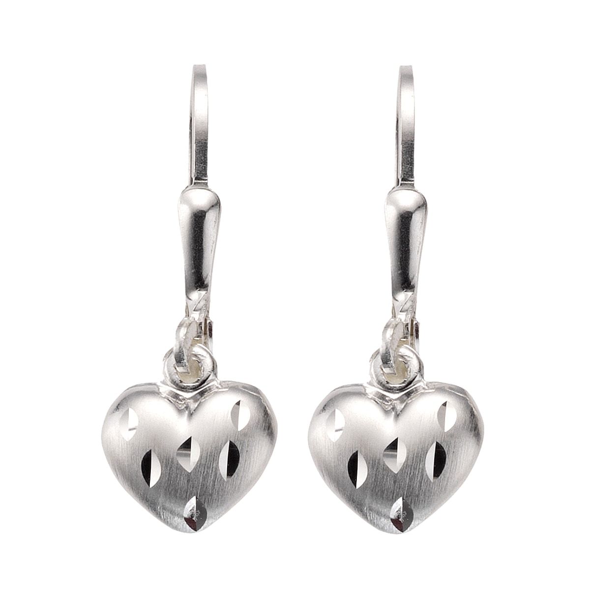 925/- Ohrhänger Paar Sterling Silber Zeeme Herz diamantiert