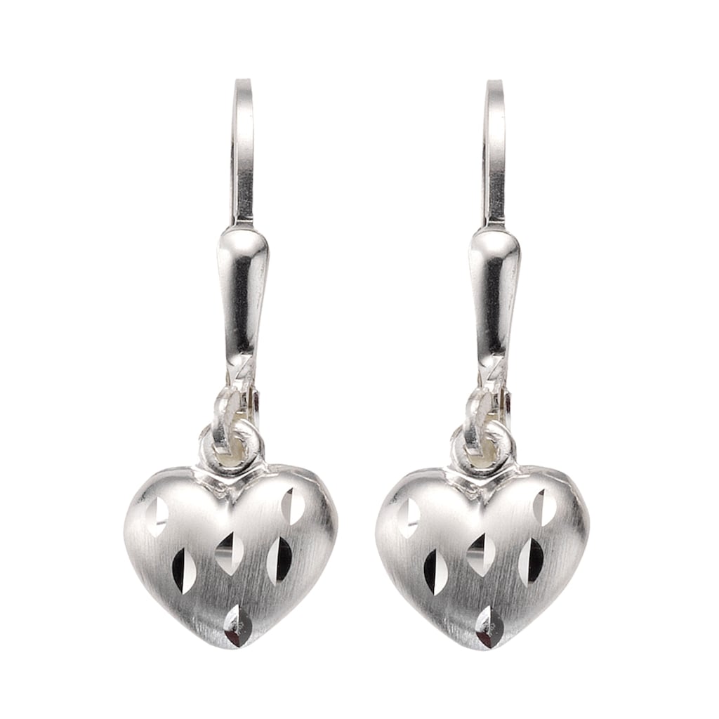 Zeeme Paar Ohrhänger 925/- Sterling Silber Herz diamantiert