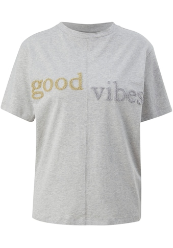 Comma Rundhalsshirt, mit Wording "good vibes" kaufen