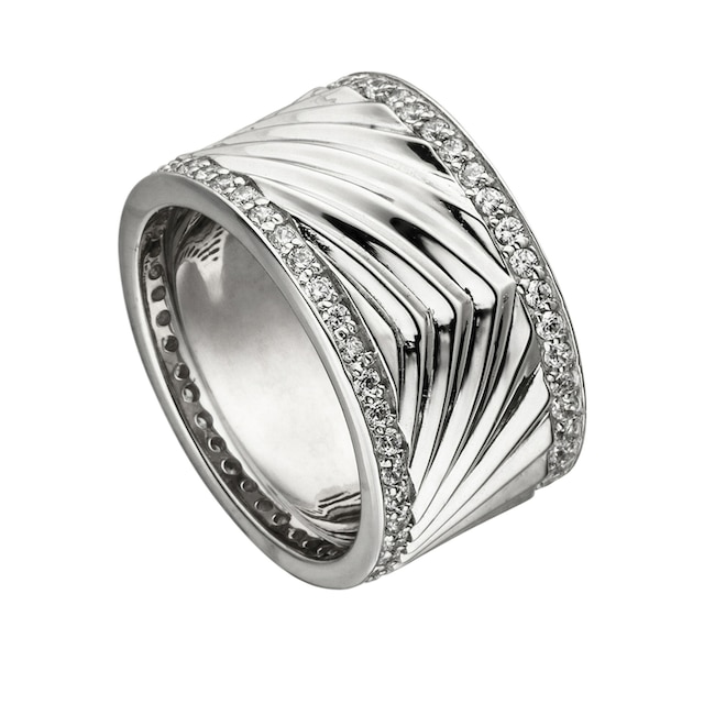 Silber Fingerring | kaufen Ring 925 »Breiter JOBO mit Zirkonia«, walking I\'m