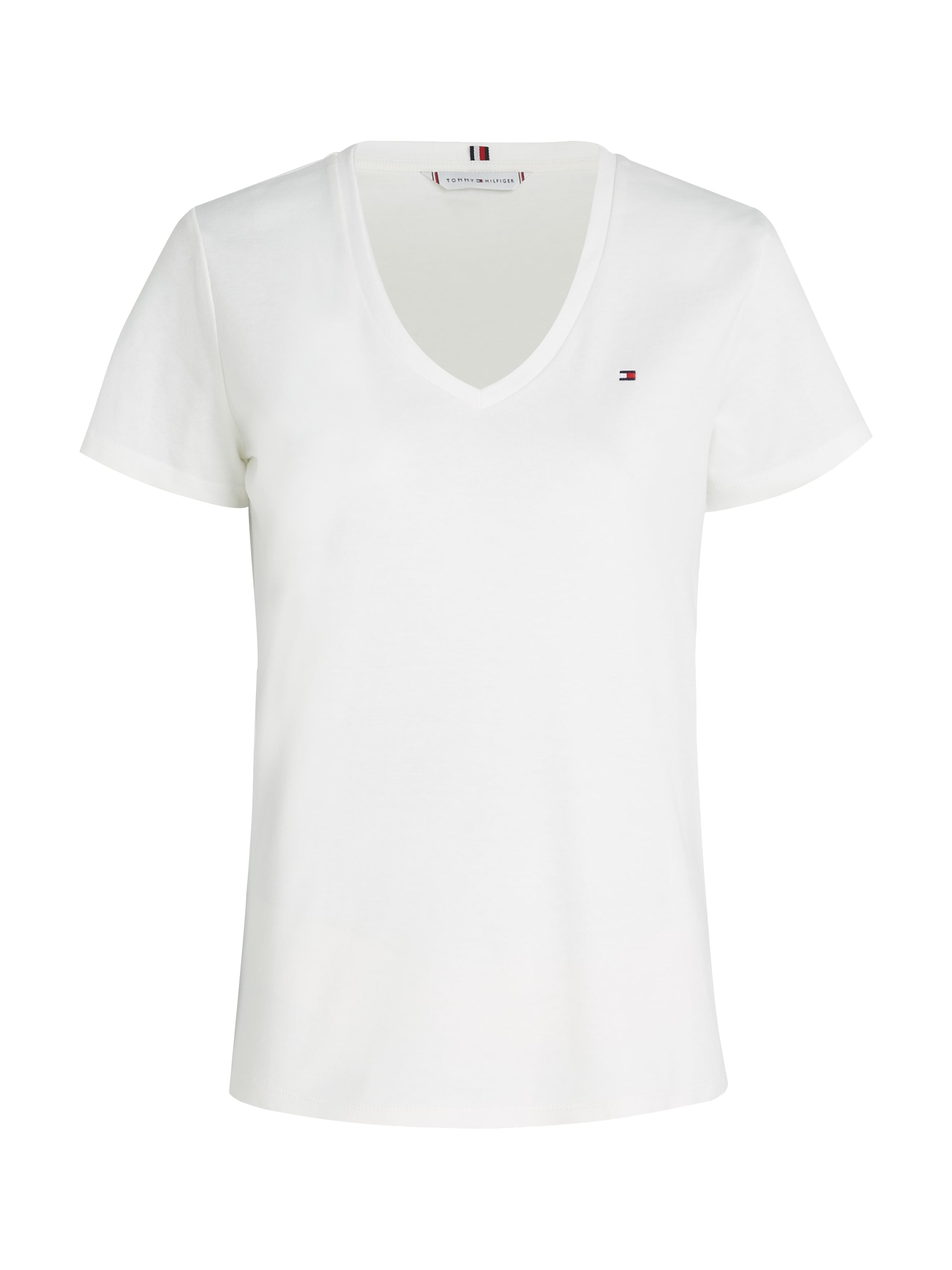 Tommy Hilfiger T-Shirt »SLIM mit Logostickerei dezenter V-NECK SS«, shoppen RIB CODY