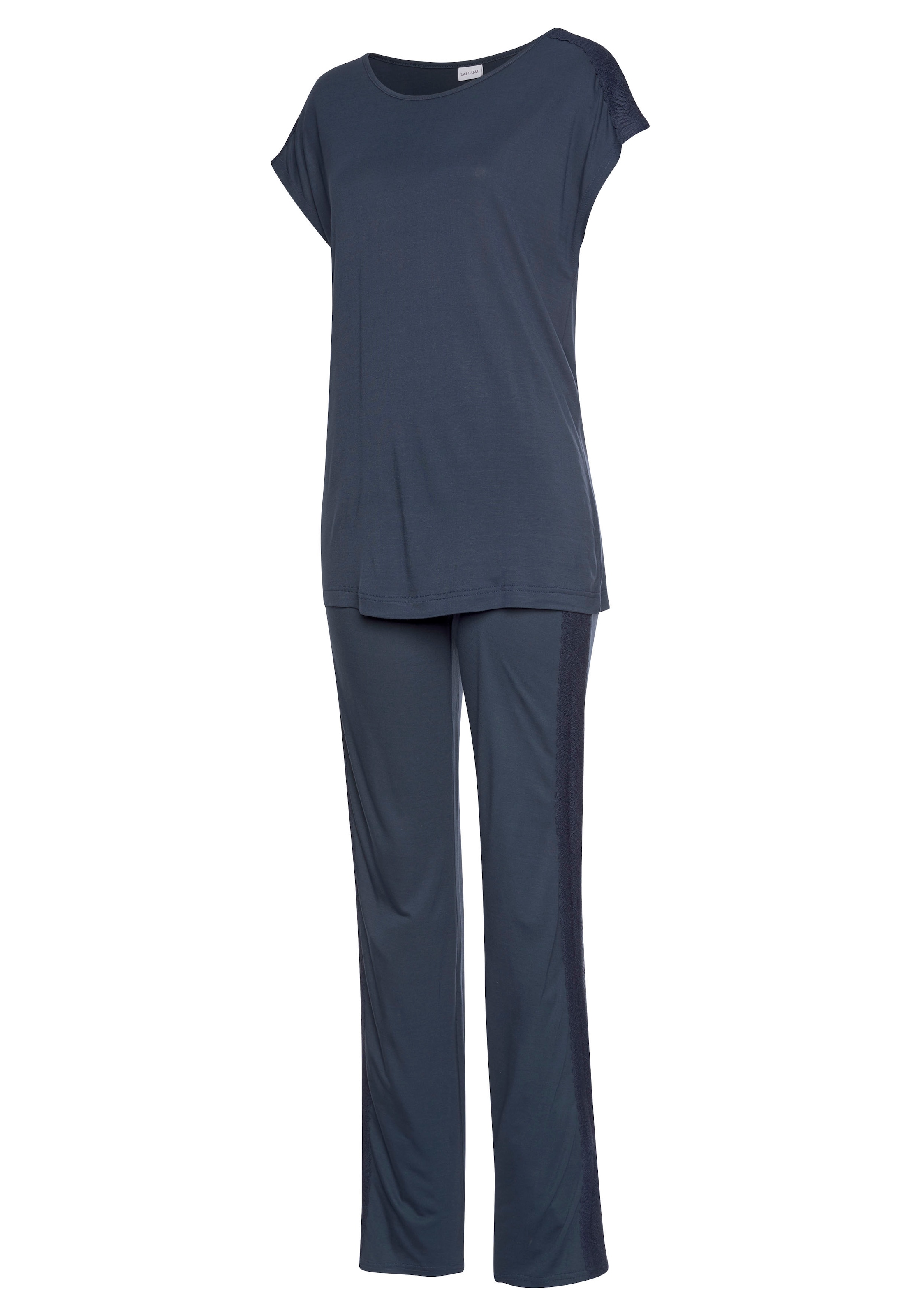 LASCANA Pyjama, (2 tlg., 1 Stück), mit aufgesetzten Spitzen-Details &  Wäsche auf Rechnung bestellen