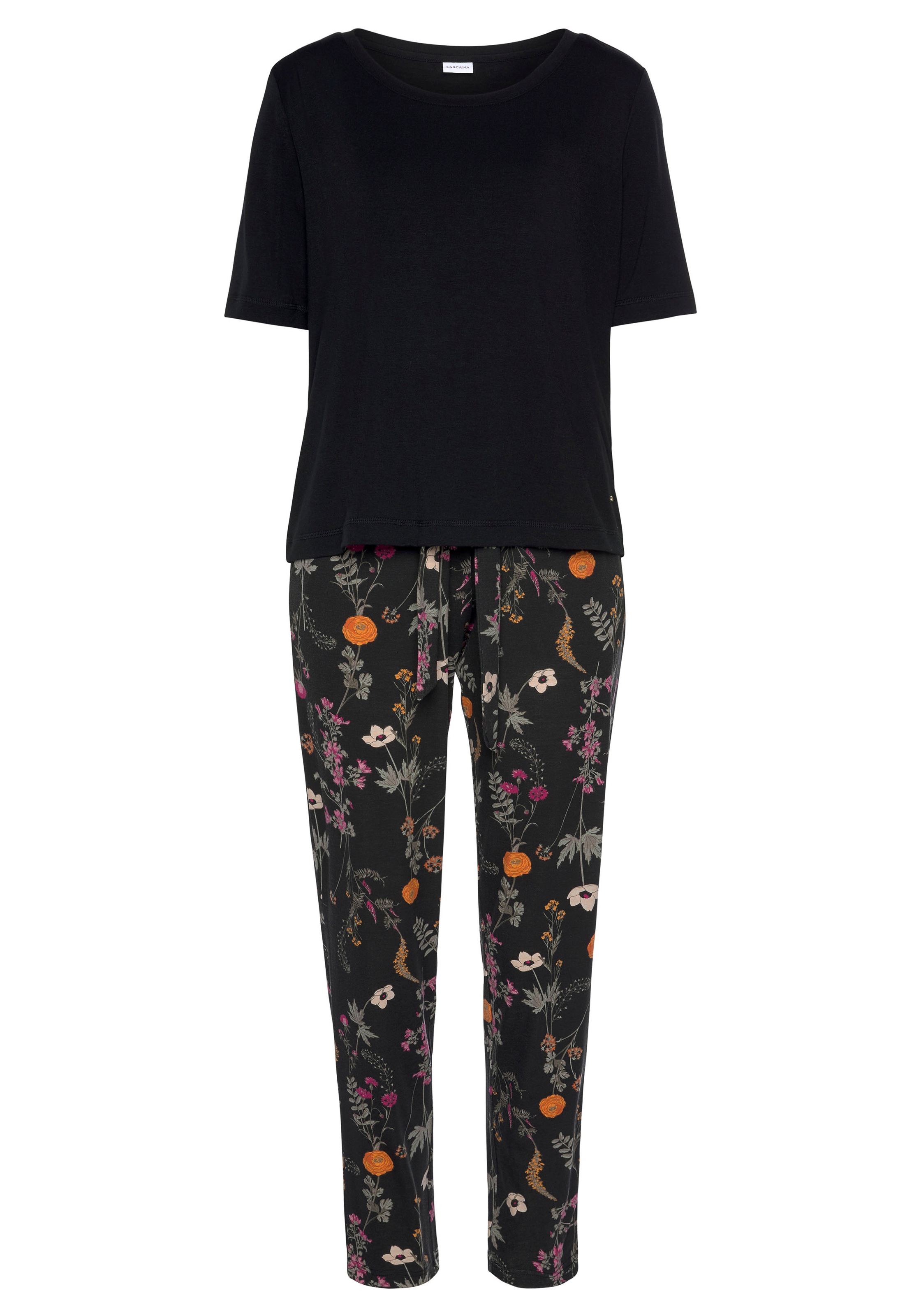 LASCANA Pyjama, (2 tlg., Rechnung Wäsche 1 auf Muster mit Stück), Wildblumen bestellen 
