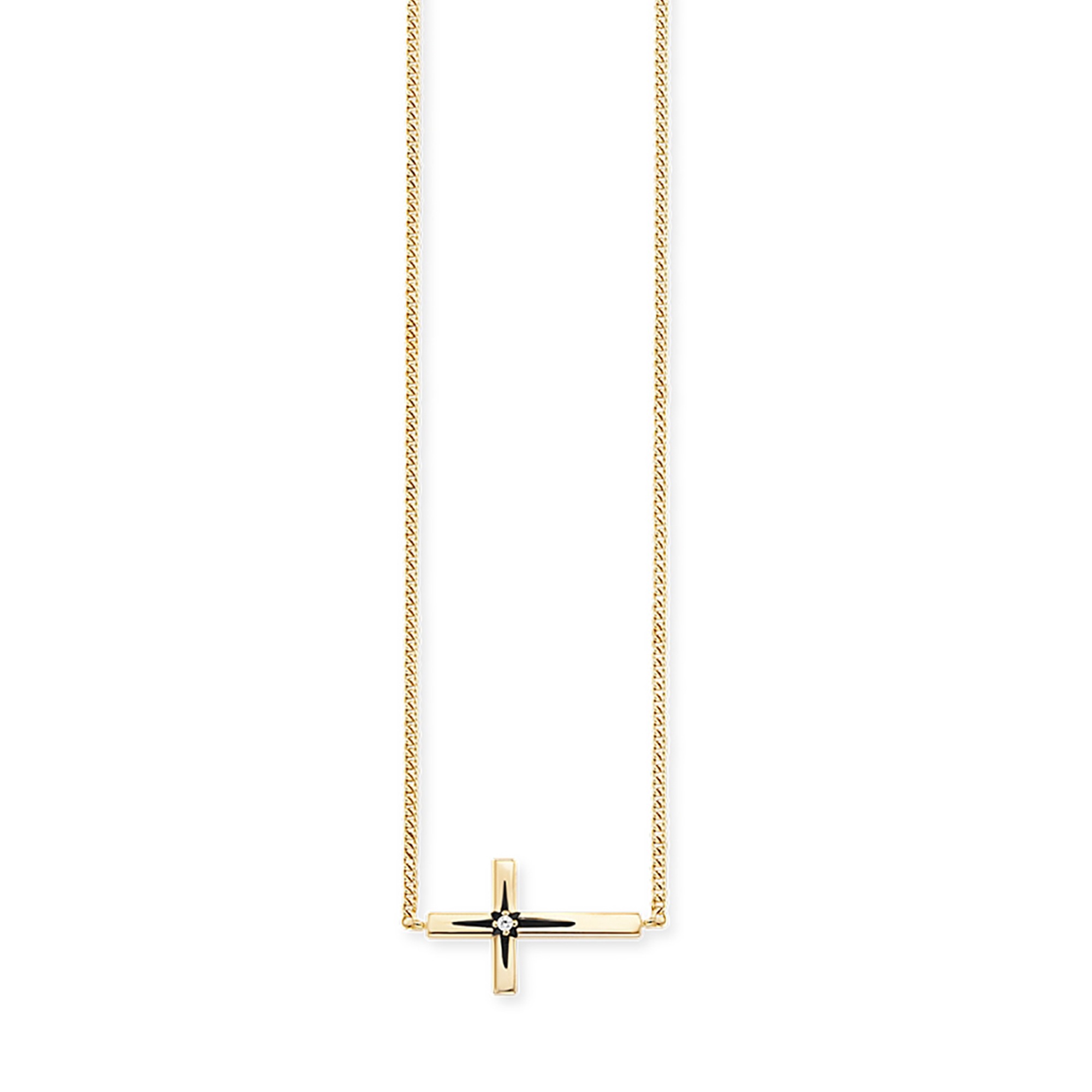 CAÏ Collierkettchen 925/- Sterling Silber Kreuz vergoldet Zirkonia