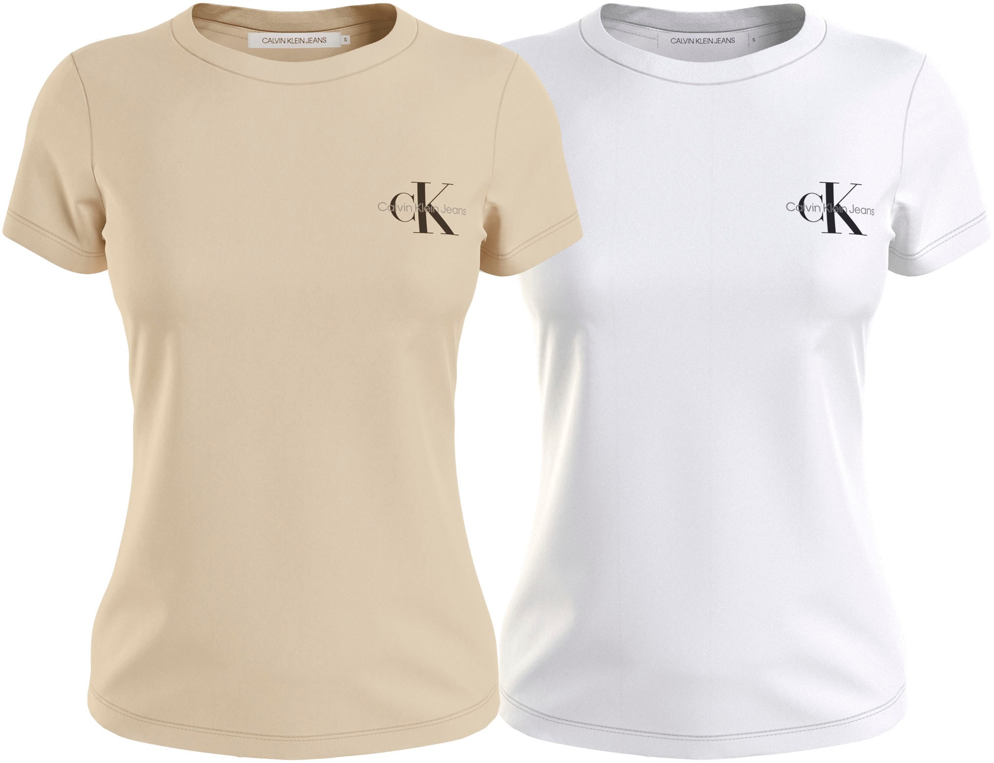 Calvin Klein Jeans Rundhalsshirt »2-PACK MONOLOGO SLIM TEE«, (Packung, 2  tlg., 2er-Pack), mit Calvin Klein Jeans Logoprint auf der Brust online | T-Shirts