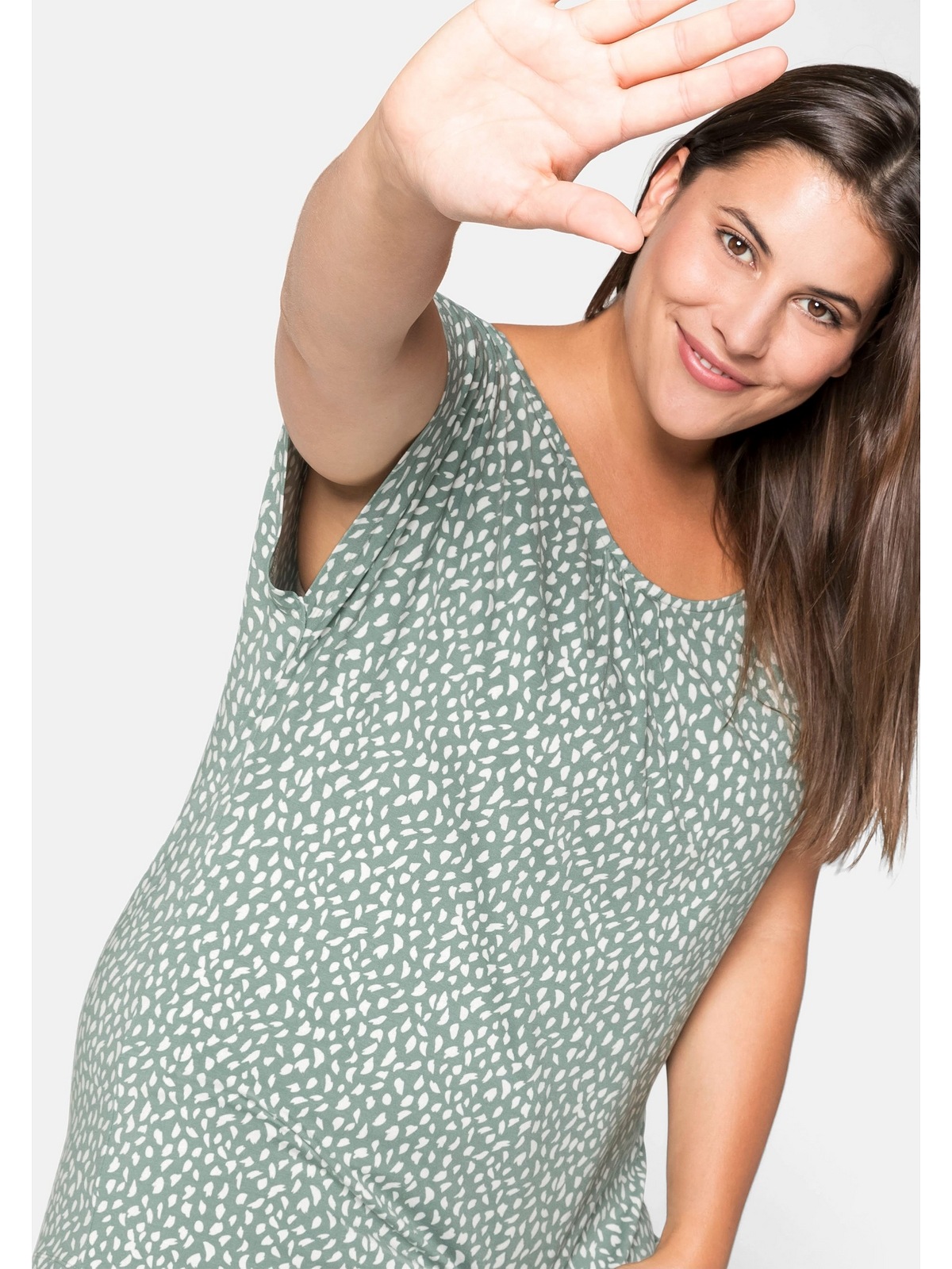 Sheego T-Shirt »Große Falten walking Größen«, mit I\'m kaufen und Alloverdruck gelegten 