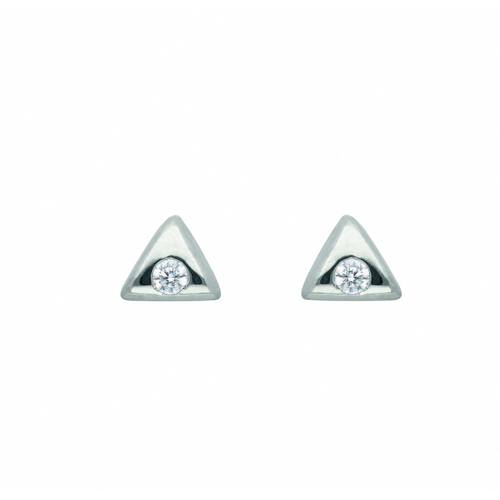 Adelia´s Paar Ohrhänger 1 Paar 925 Silber Ohrringe / Ohrstecker dreieckig mit Zirkonia mit Zirkonia Silberschmuck für Damen