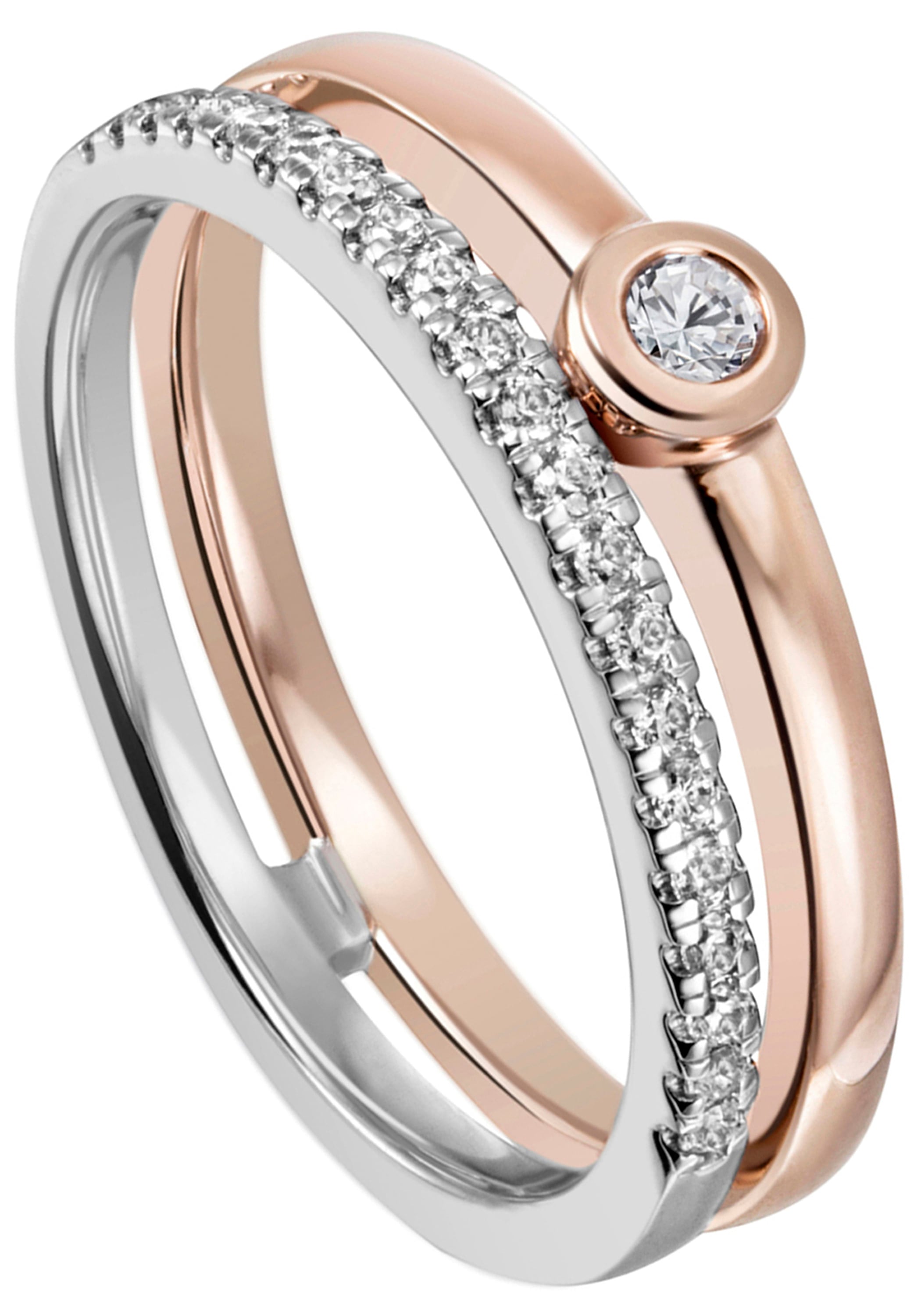 JOBO Fingerring »Ring im I\'m Onlineshop | bicolor mit 585 walking Diamanten«, 22 Gold