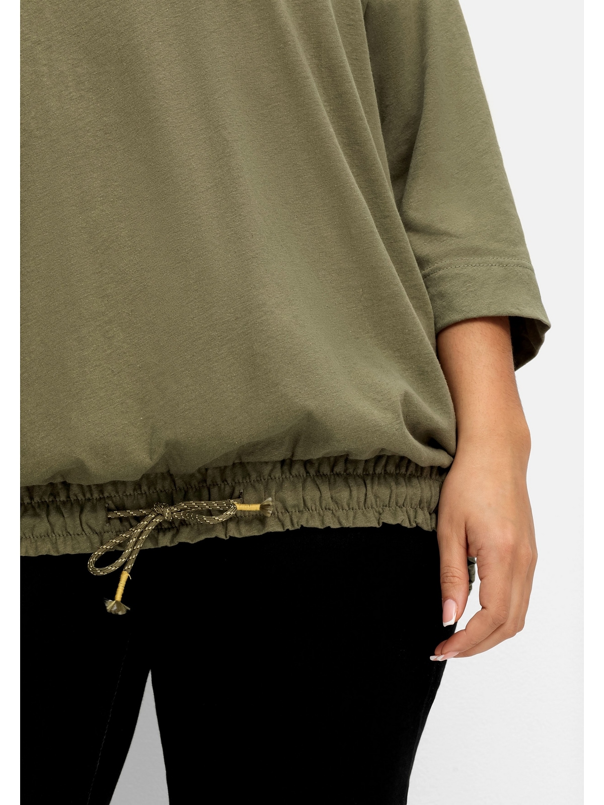 Sheego T-Shirt »Große Größen«, aus Saumbund I\'m online mit | Leinen-Mix, walking gesmoktem