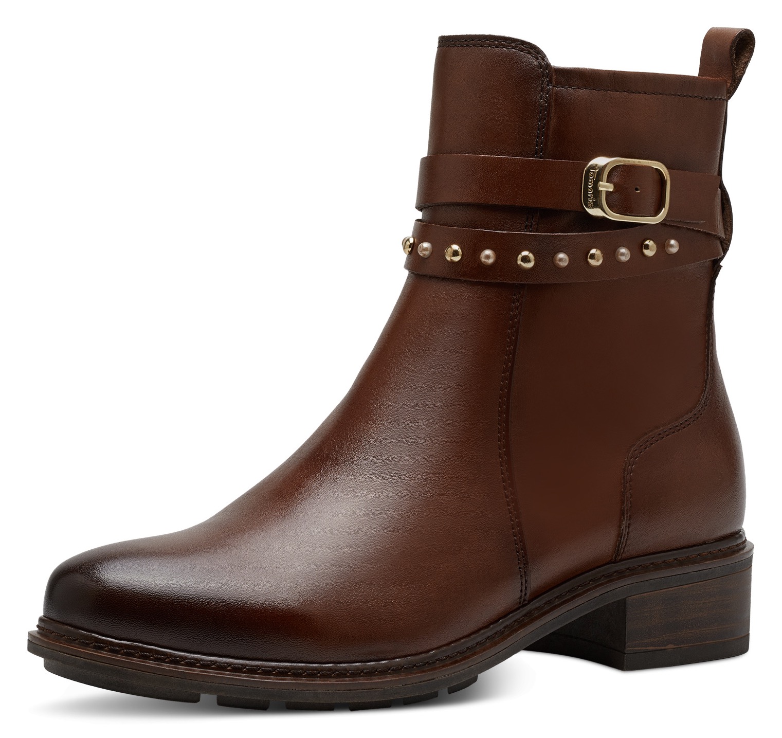 Stiefelette, mit hübschen Schmucksteinchen und Zierschnalle