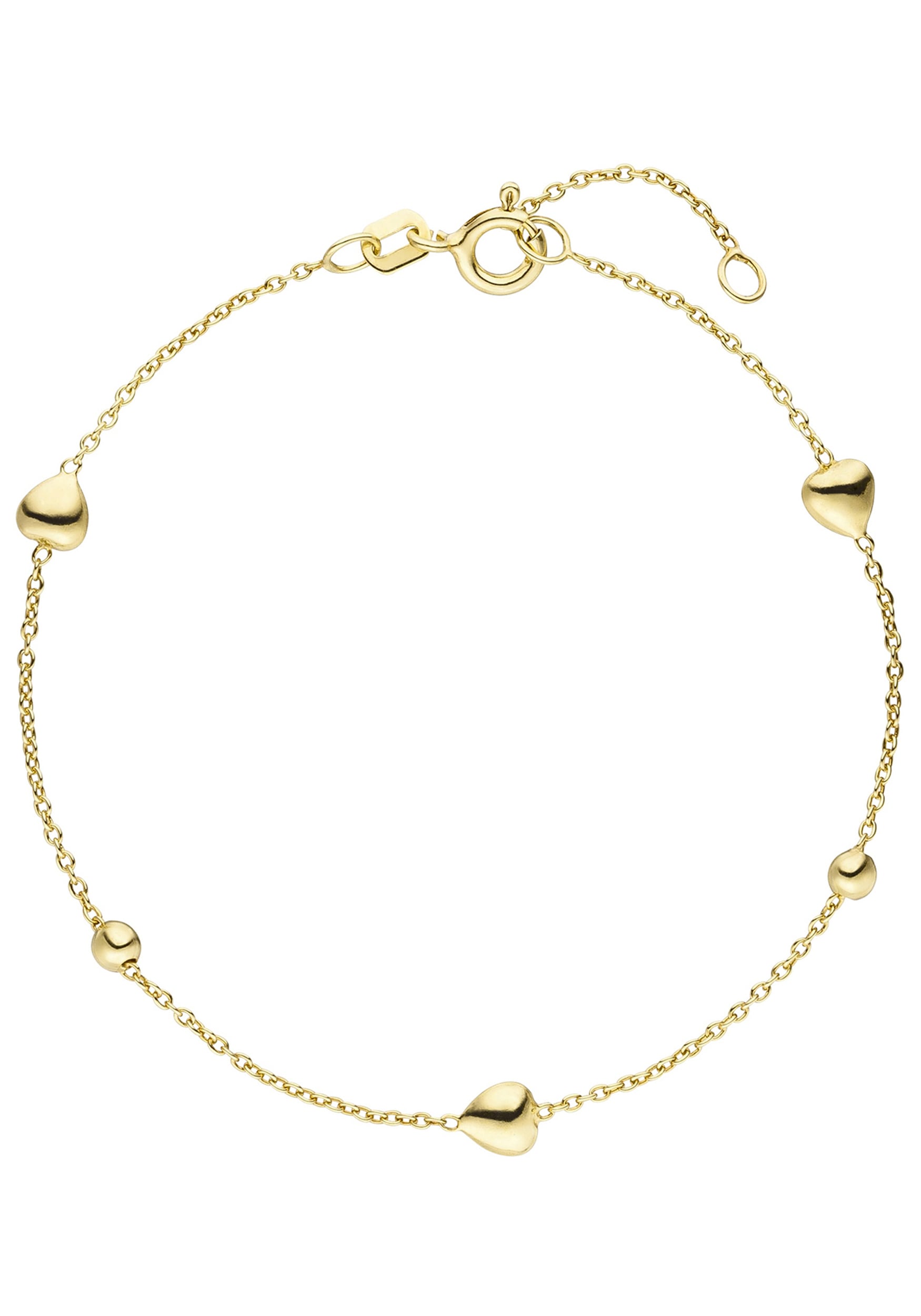 JOBO Armband Herz Kugel 925 Silber vergoldet 19 cm