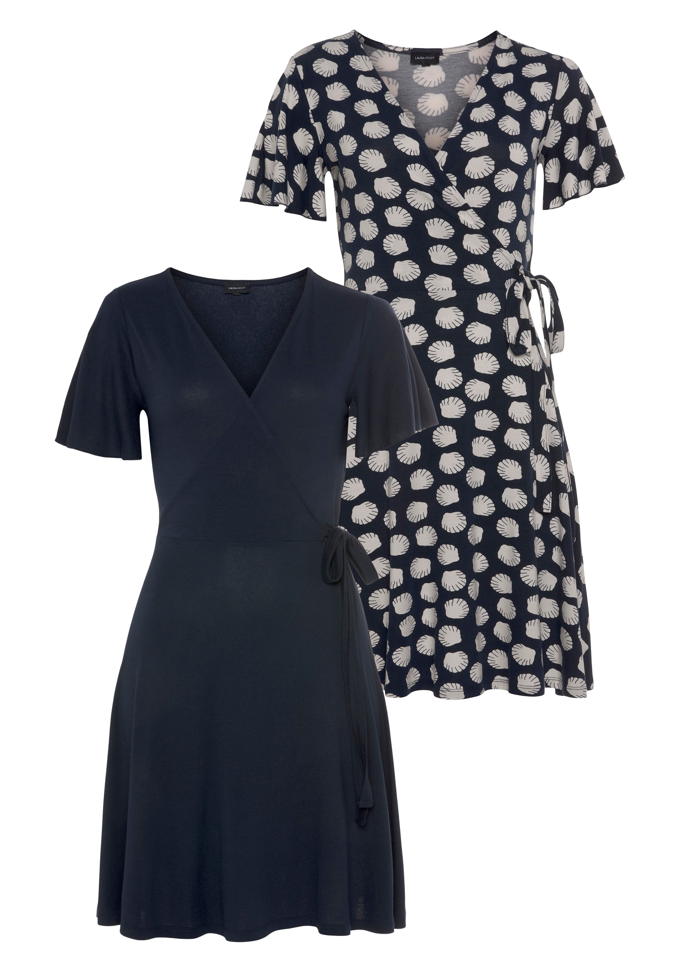 Laura Scott Wickelkleid (2 tlg. Set) Einfarbig und Alloverprint - NEUE KOLLEKTION RK11190