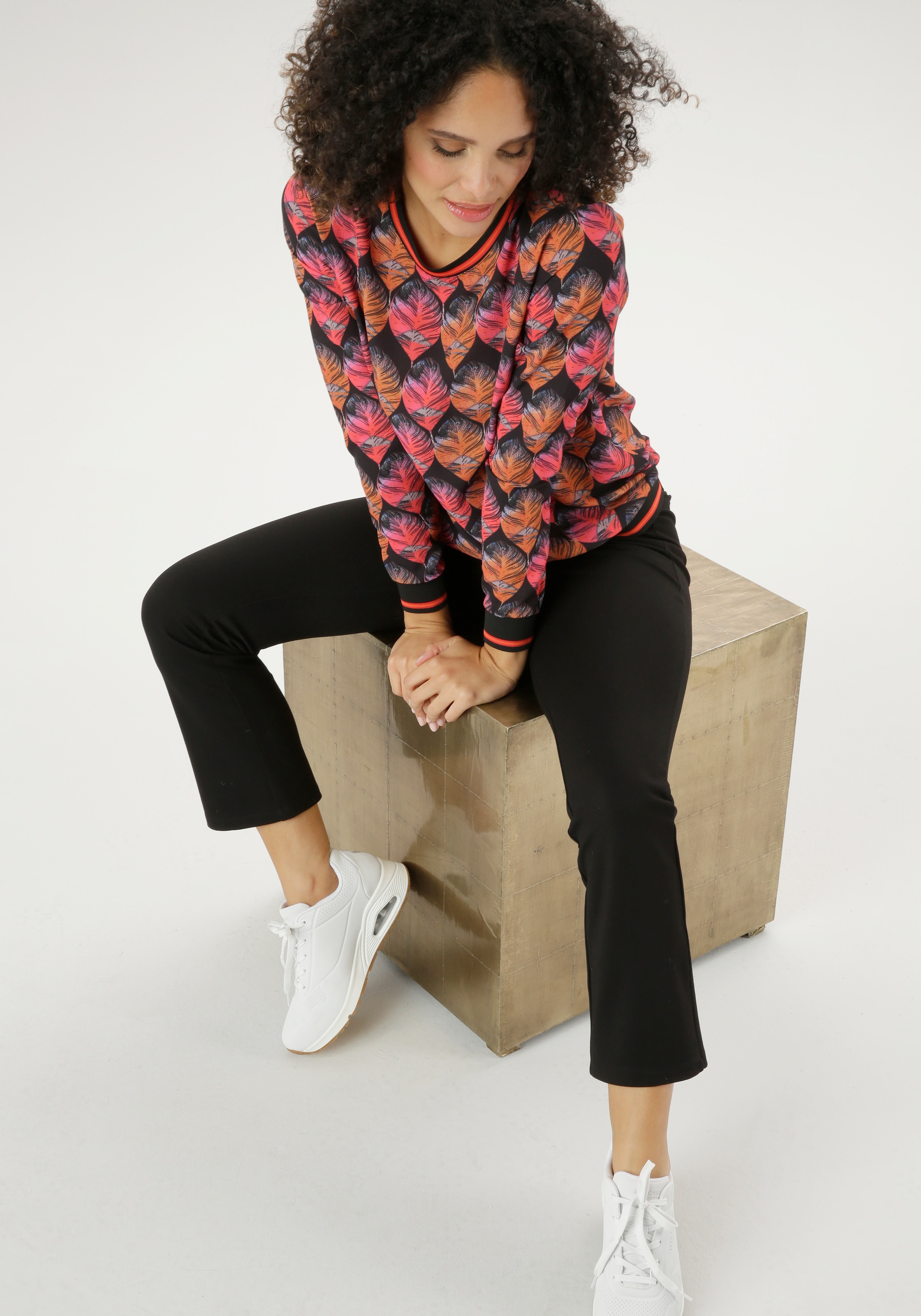 Einkaufen genießen Aniston SELECTED Shirtbluse, Bündchen mit bestellen gestreiften