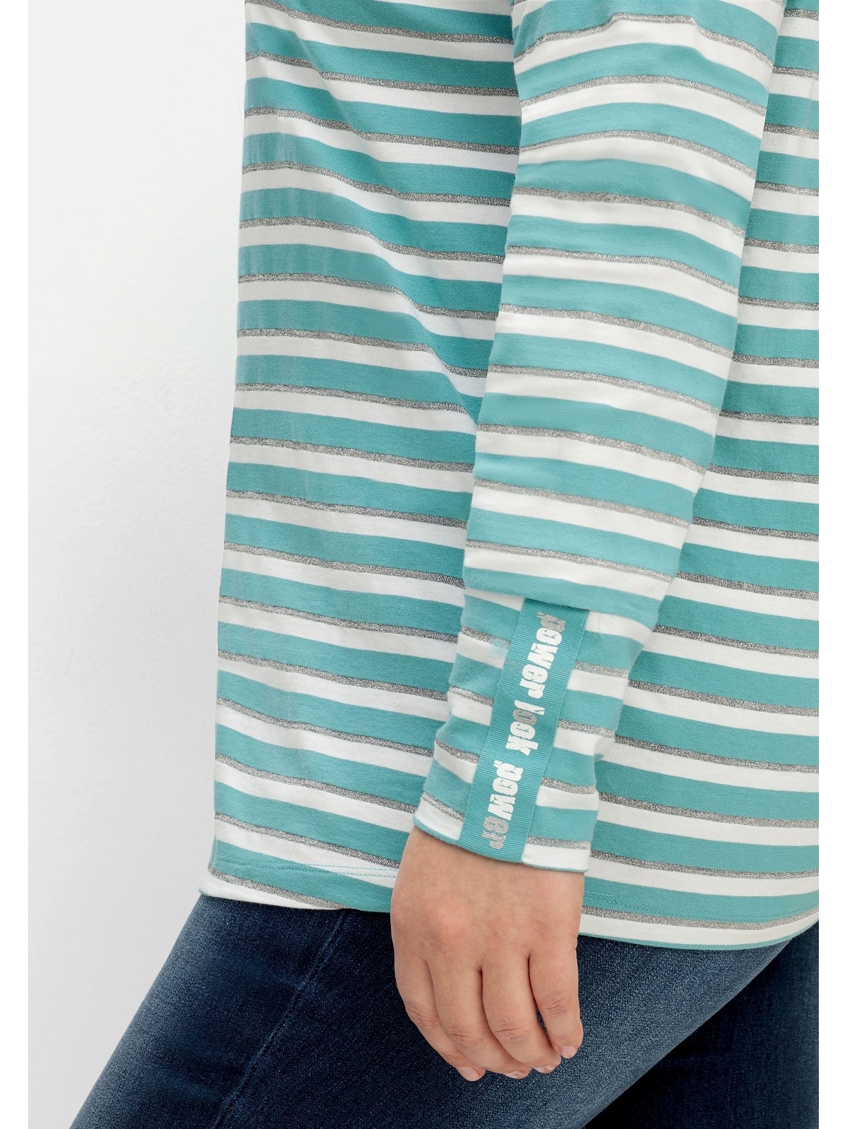 Sheego Langarmshirt »Große Größen«, mit Streifen und Effektgarn online  kaufen | I'm walking