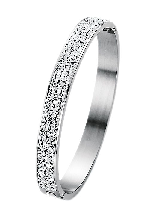 Firetti Armreif oval aufklappbar mit Kristallsteinen
