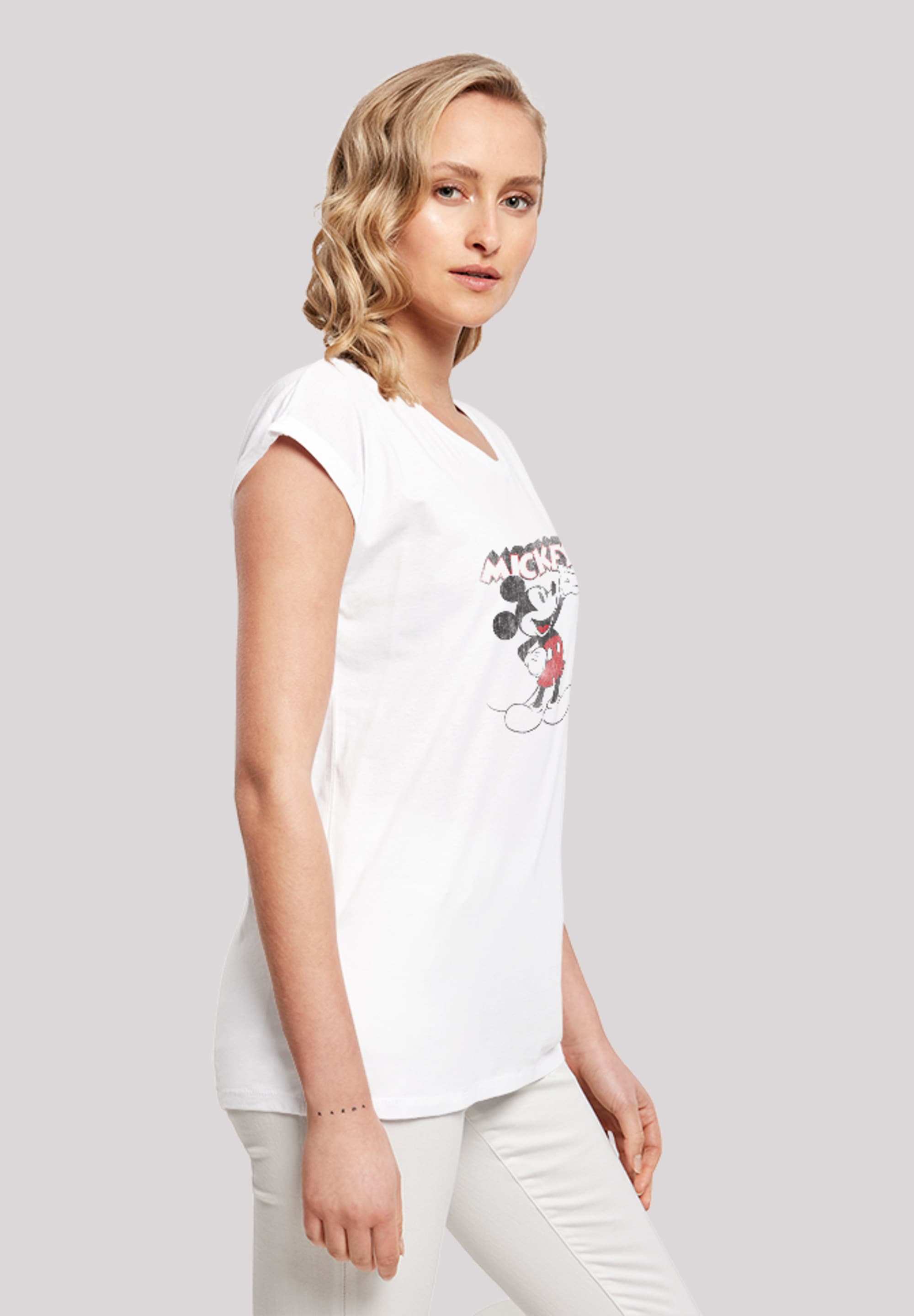 T-Shirt Maus«, Micky Presents Ärmel,Bedruckt walking Classic Mouse Damen,Premium I\'m shoppen Merch,Regular-Fit,Kurze »Disney | Mickey F4NT4STIC