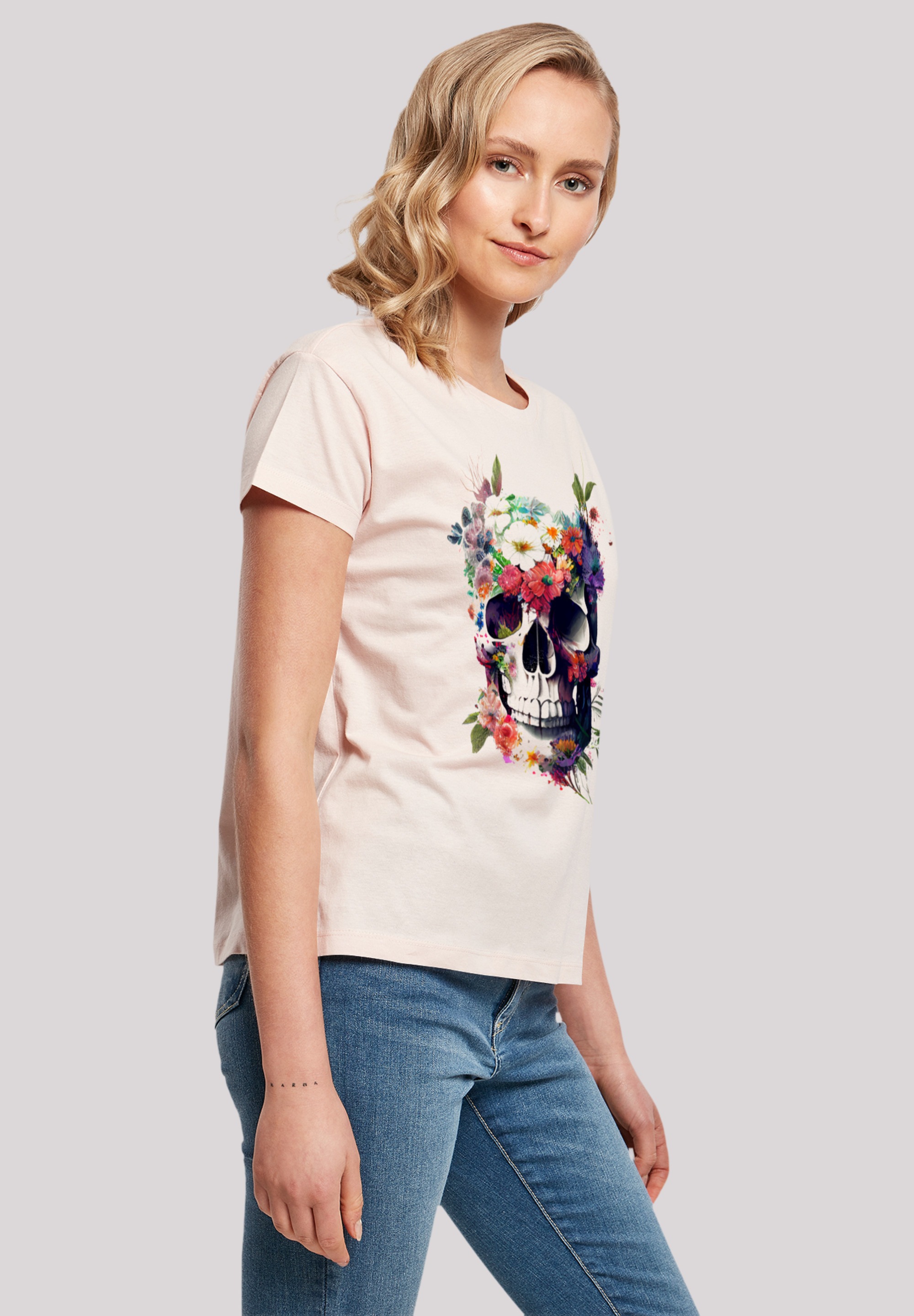 bestellen T-Shirt F4NT4STIC Blumen«, »Totenkopf Print