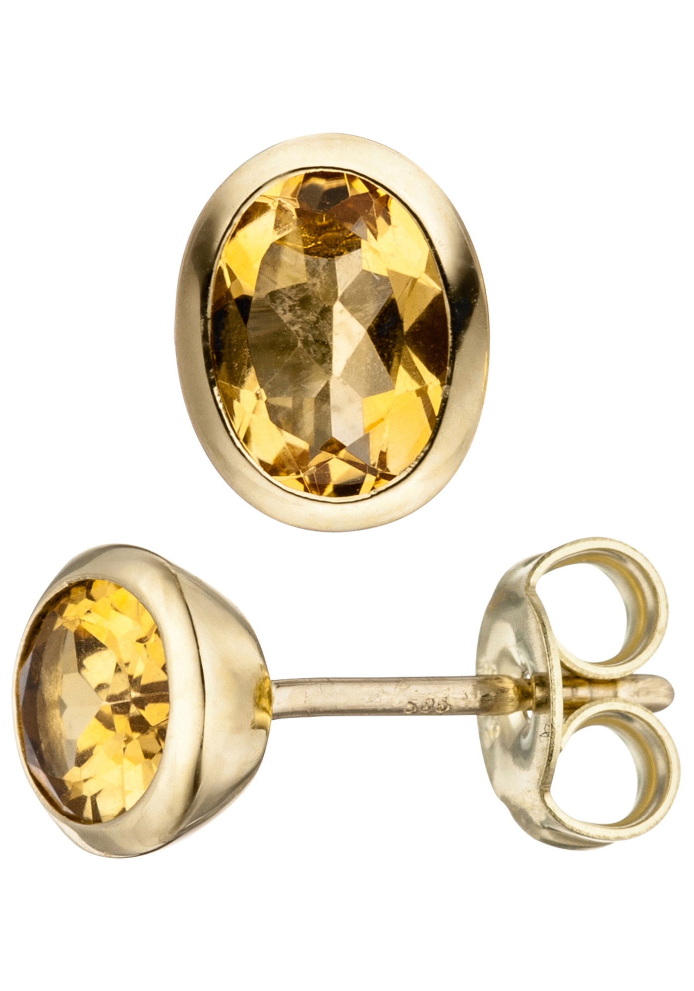 JOBO Paar Ohrstecker, oval 585 Gold mit Citrin günstig online kaufen