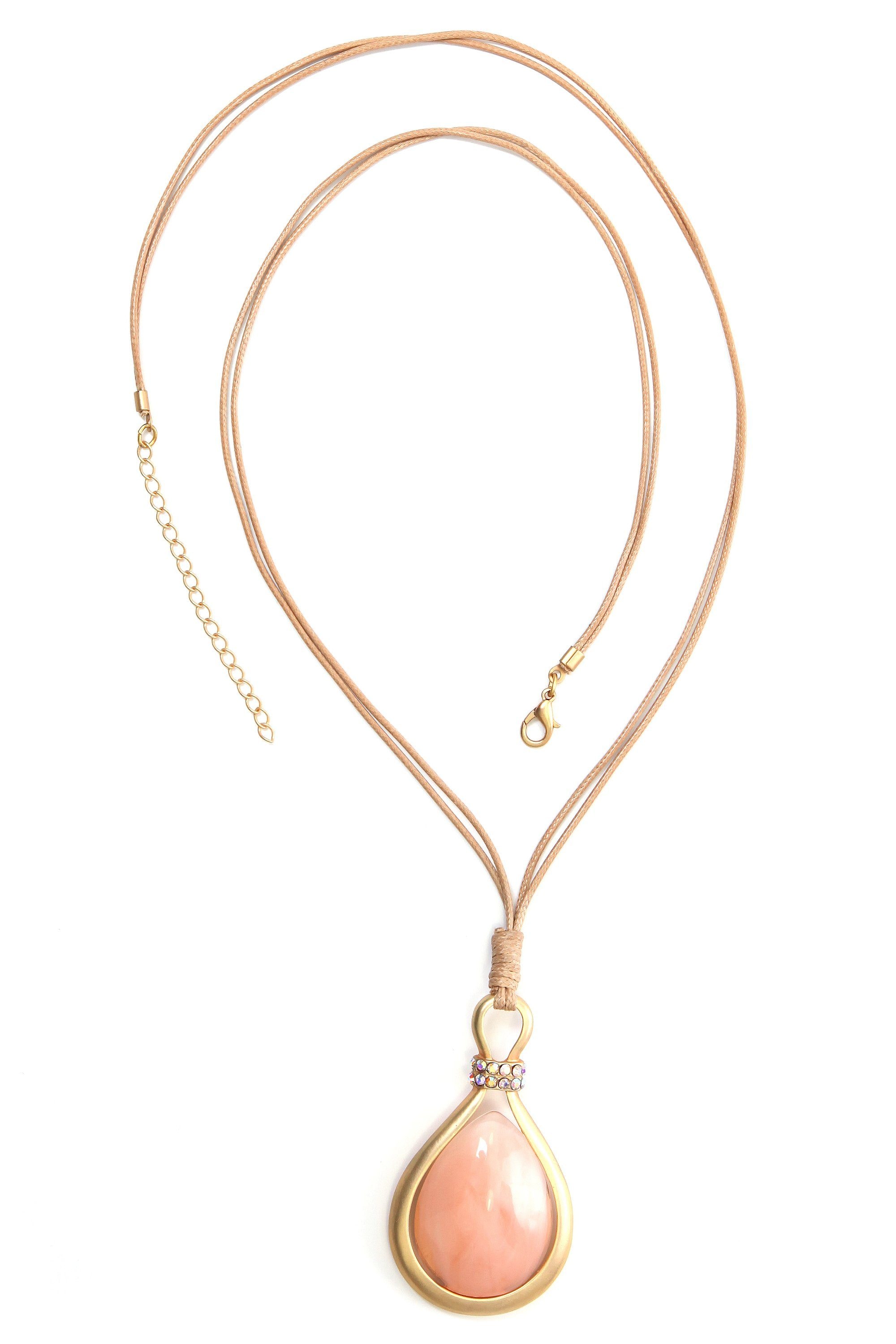 COLLEZIONE ALESSANDRO Lange Kette Rosa mit großem Schmuckstein