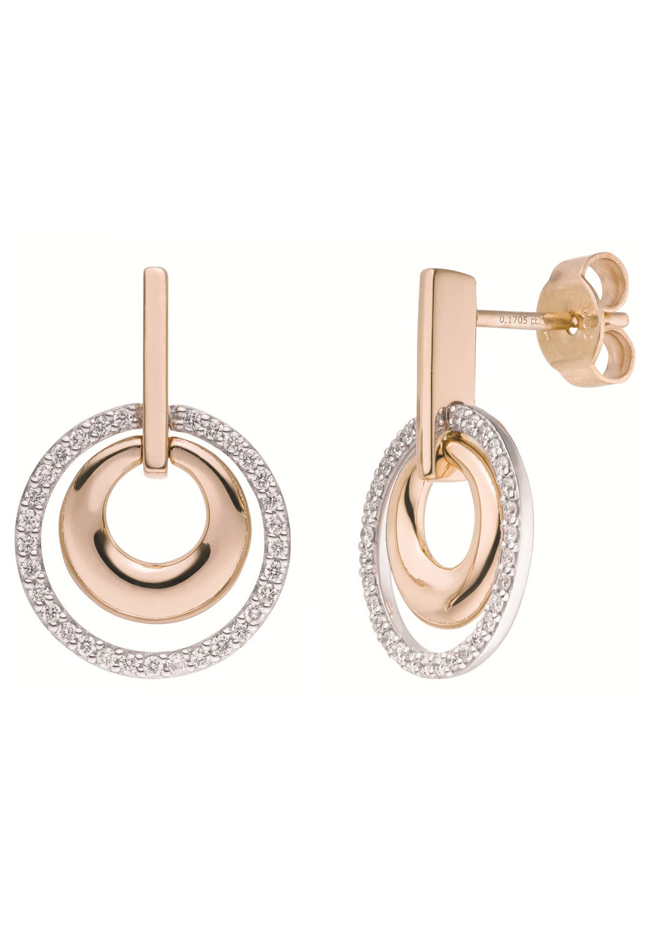 JOBO Paar Ohrhänger »Kreise«, 585 Gold bicolor mit 62 Diamanten online  kaufen | I'm walking