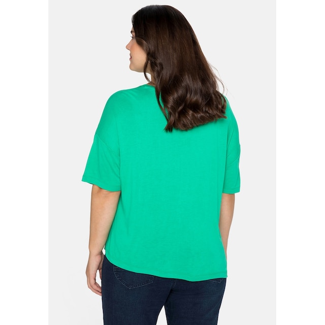 Sheego T-Shirt »Große Größen«, mit asymmetrischem Saum und Faltendetail  kaufen | I\'m walking