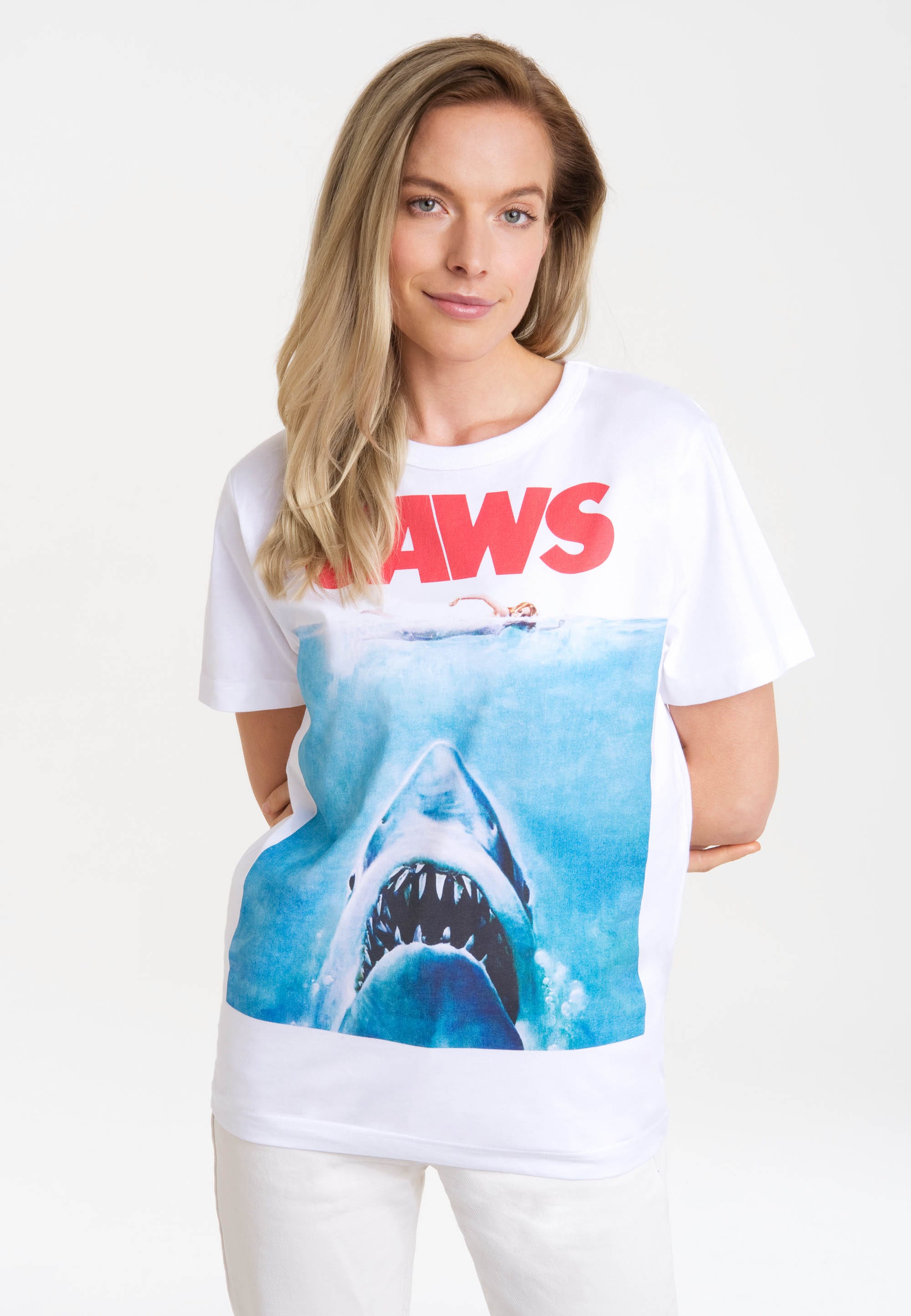 LOGOSHIRT T-Shirt »Jaws - walking Der lizenziertem | I\'m Hai«, bestellen Print mit weisse