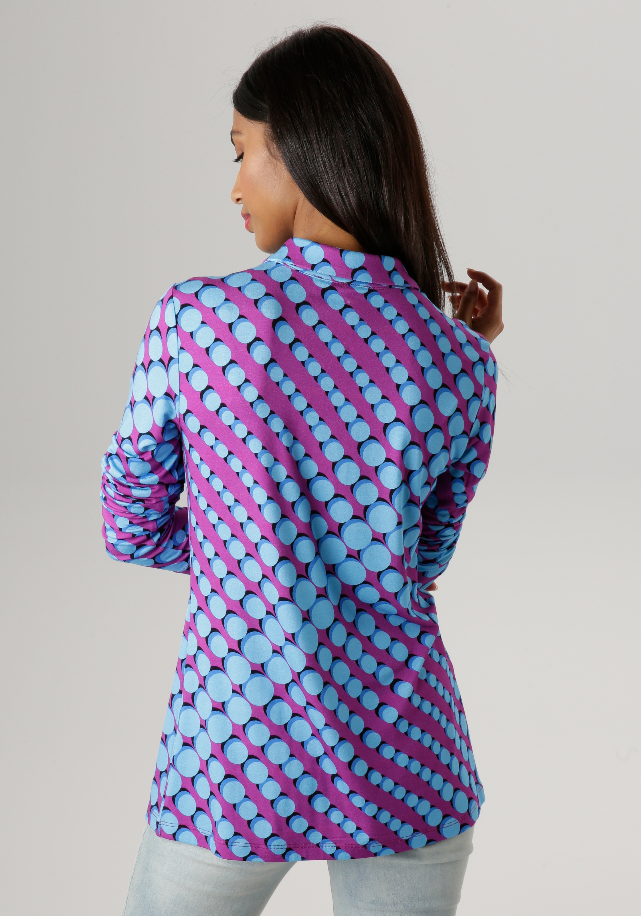 Aniston SELECTED Hemdbluse, aus elastischem Jersey, mit retro Punktedruck -  NEUE KOLLEKTION online kaufen | I\'m walking