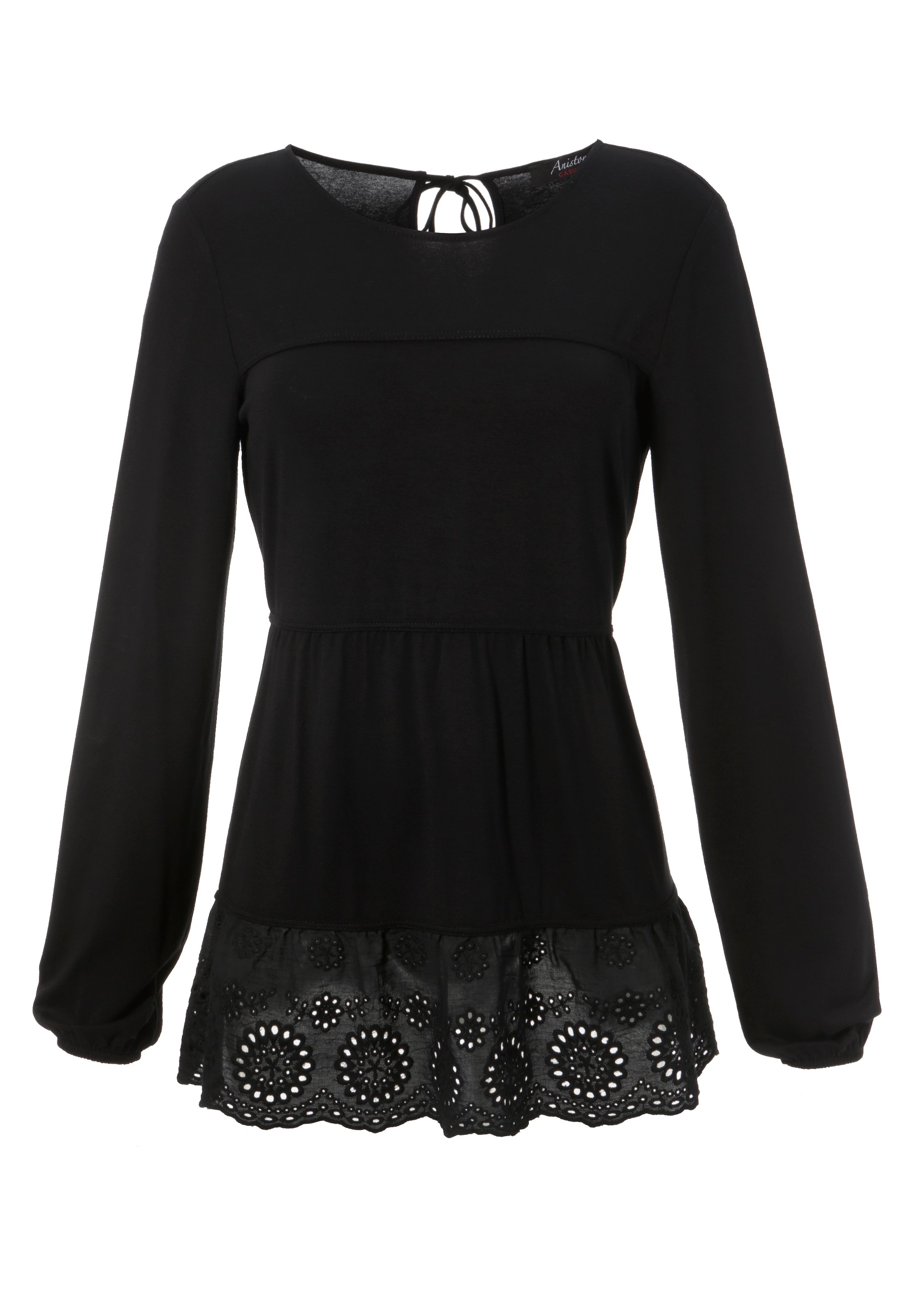 Aniston CASUAL Shirtbluse, hochwertiger Saum mit shoppen Spitze am