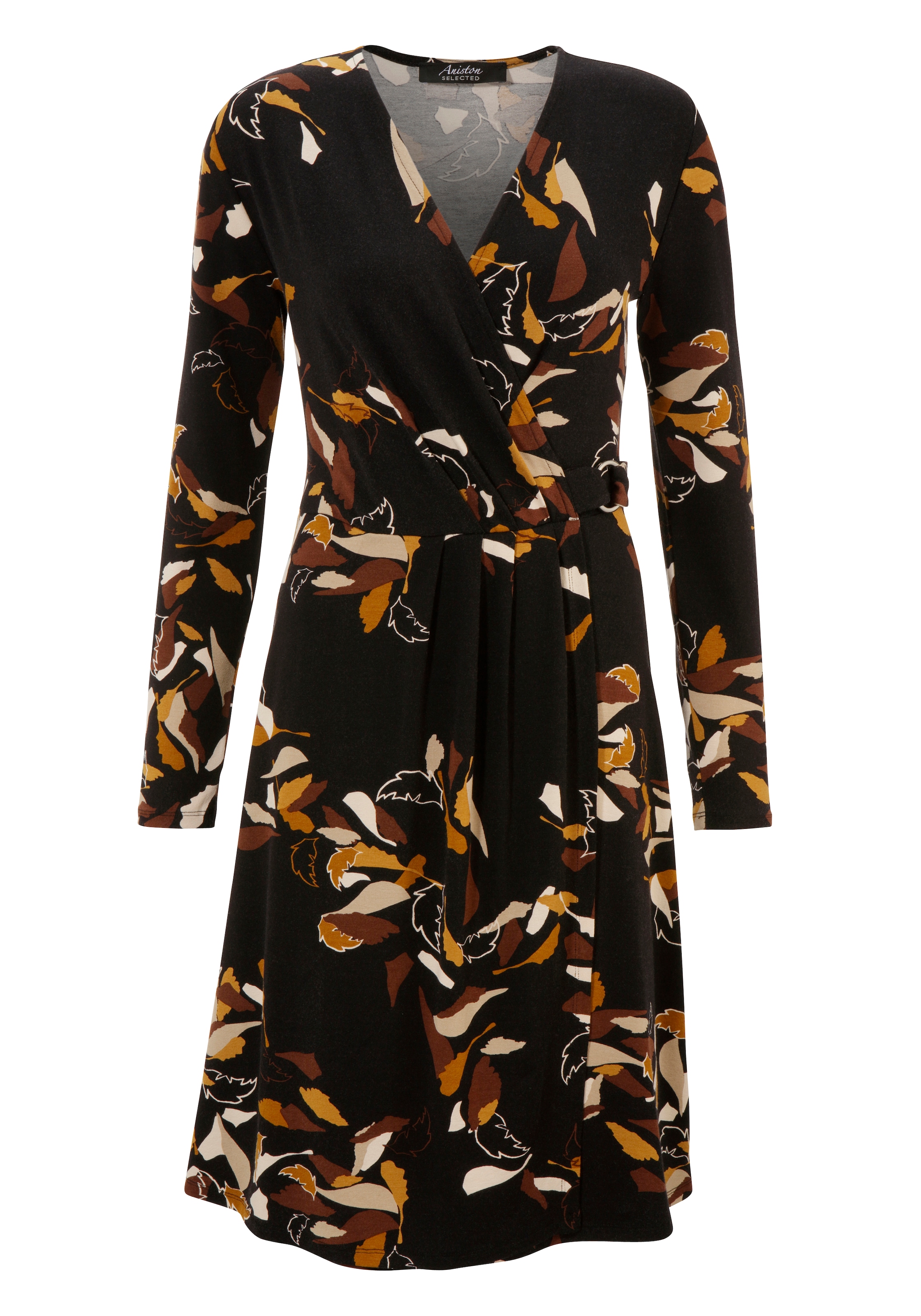 Aniston SELECTED Jerseykleid, online Zierring Ausschnitt Wickel- am mit silberfarbenem