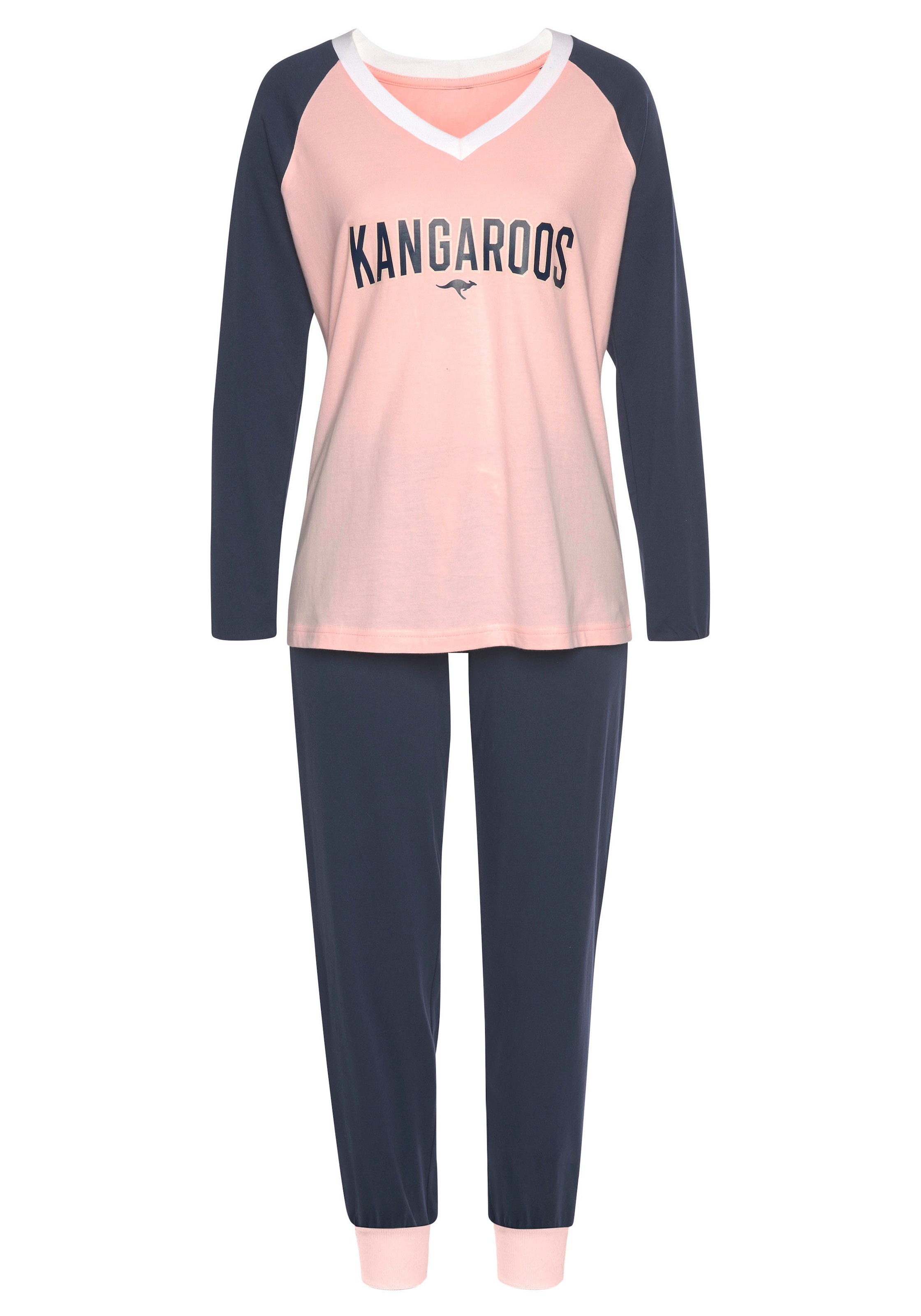 Wäsche kontrastfarbenen KangaROOS Stück), & Rechnung (2 Raglanärmeln Pyjama, mit 1 bestellen tlg., auf