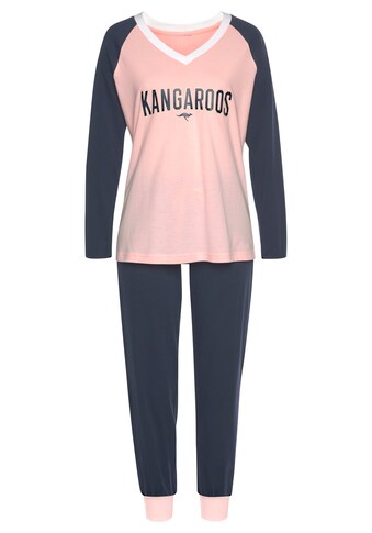 KangaROOS Pyjama, (2 tlg., 1 Stück), mit kontrastfarbenen Raglanärmeln kaufen