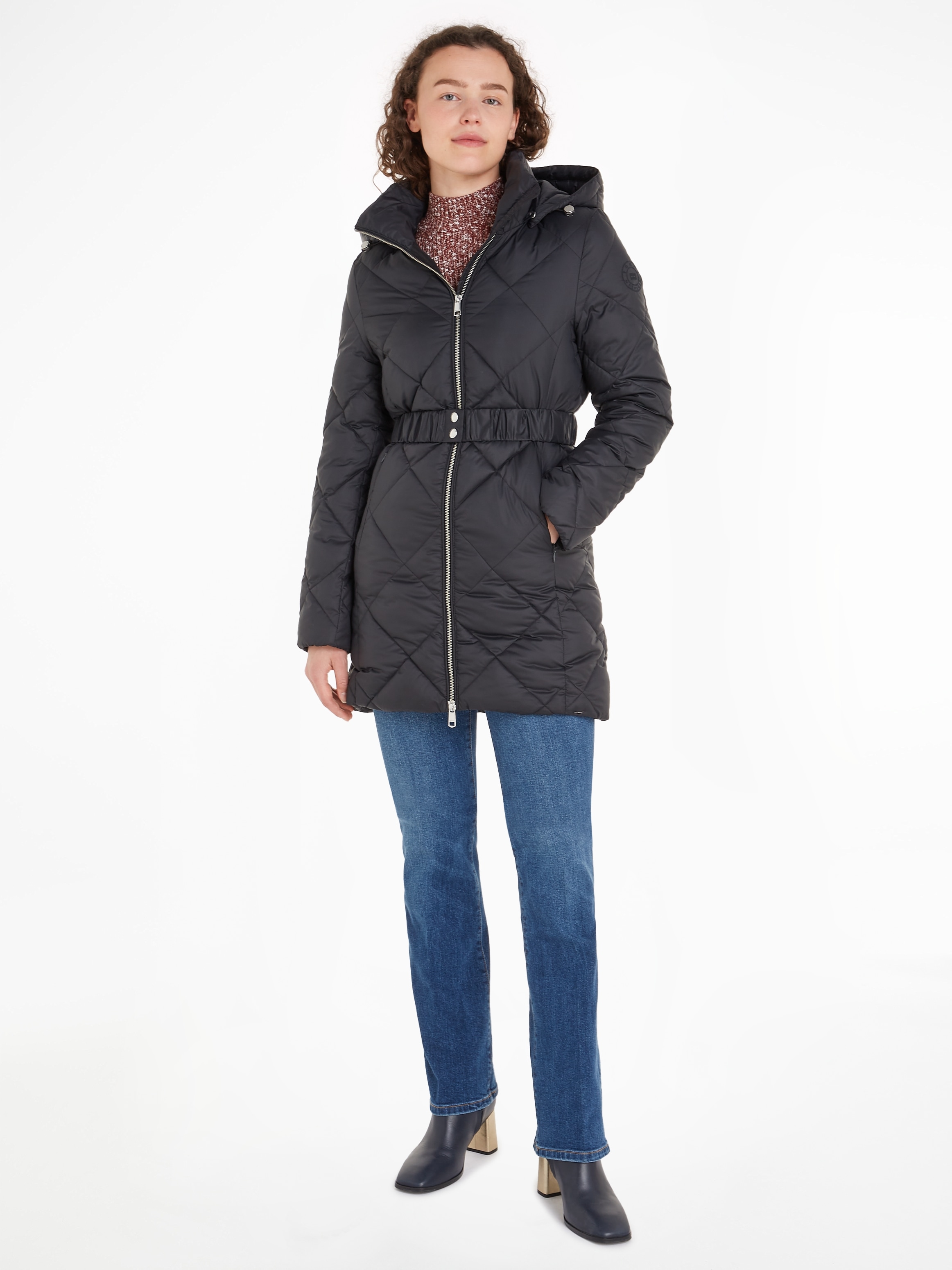 Tommy Hilfiger Steppmantel »ELEVATED BELTED QUILTED COAT«, mit abnehmbarer  Kapuze kaufen