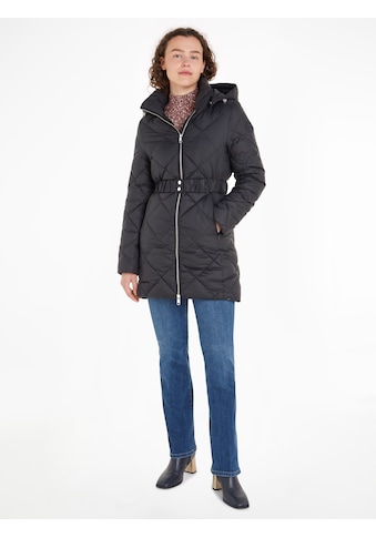 Steppmantel »ELEVATED BELTED QUILTED COAT«, mit abnehmbarer Kapuze
