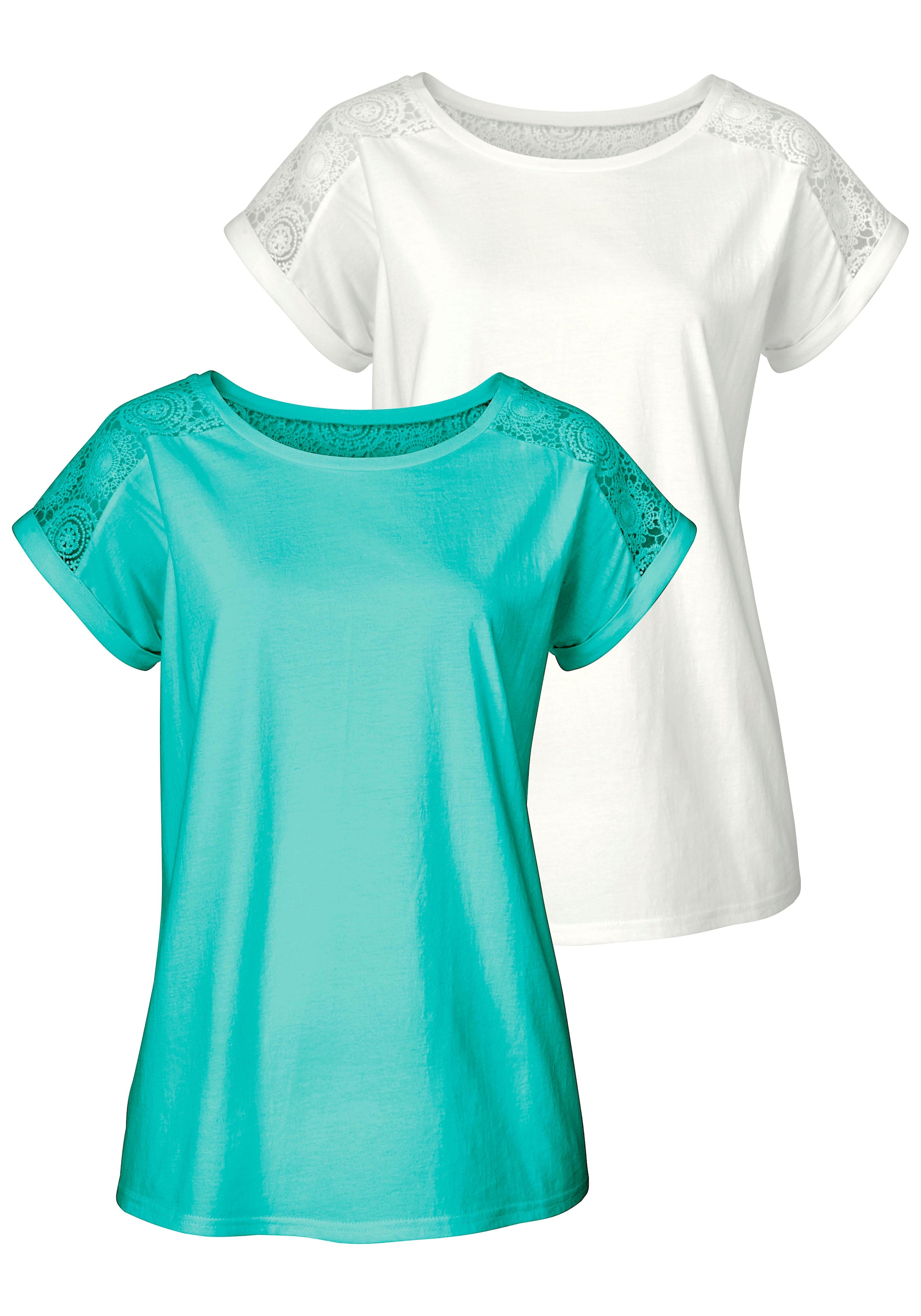 Vivance T-Shirt, (2er-Pack), mit schöner Spitze bestellen | I\'m walking | T-Shirts