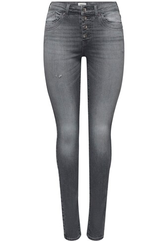 ONLY Skinny-fit-Jeans »ONLBLUSH MW BUTTON REA DNM EXT«, mit Destroyed Effekt kaufen