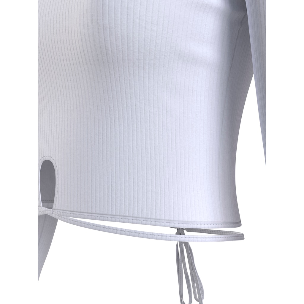 Tommy Jeans Langarmshirt »TJW CROP STRAP FRONT KNOT LS«, mit raffinierten Bindebändern