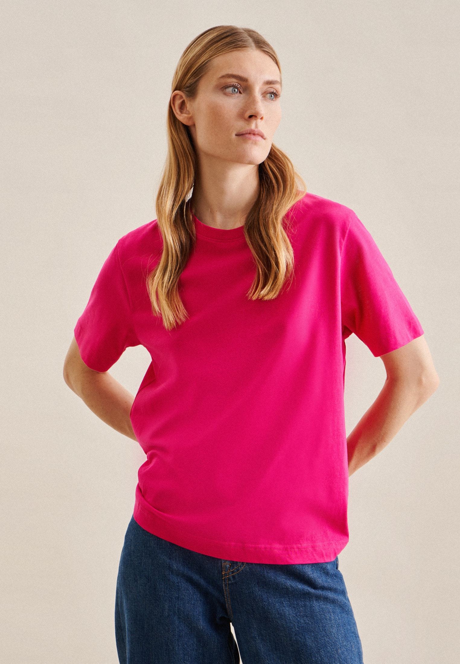 seidensticker T-Shirt »Schwarze Rose«, Uni online Kurzarm Rundhals