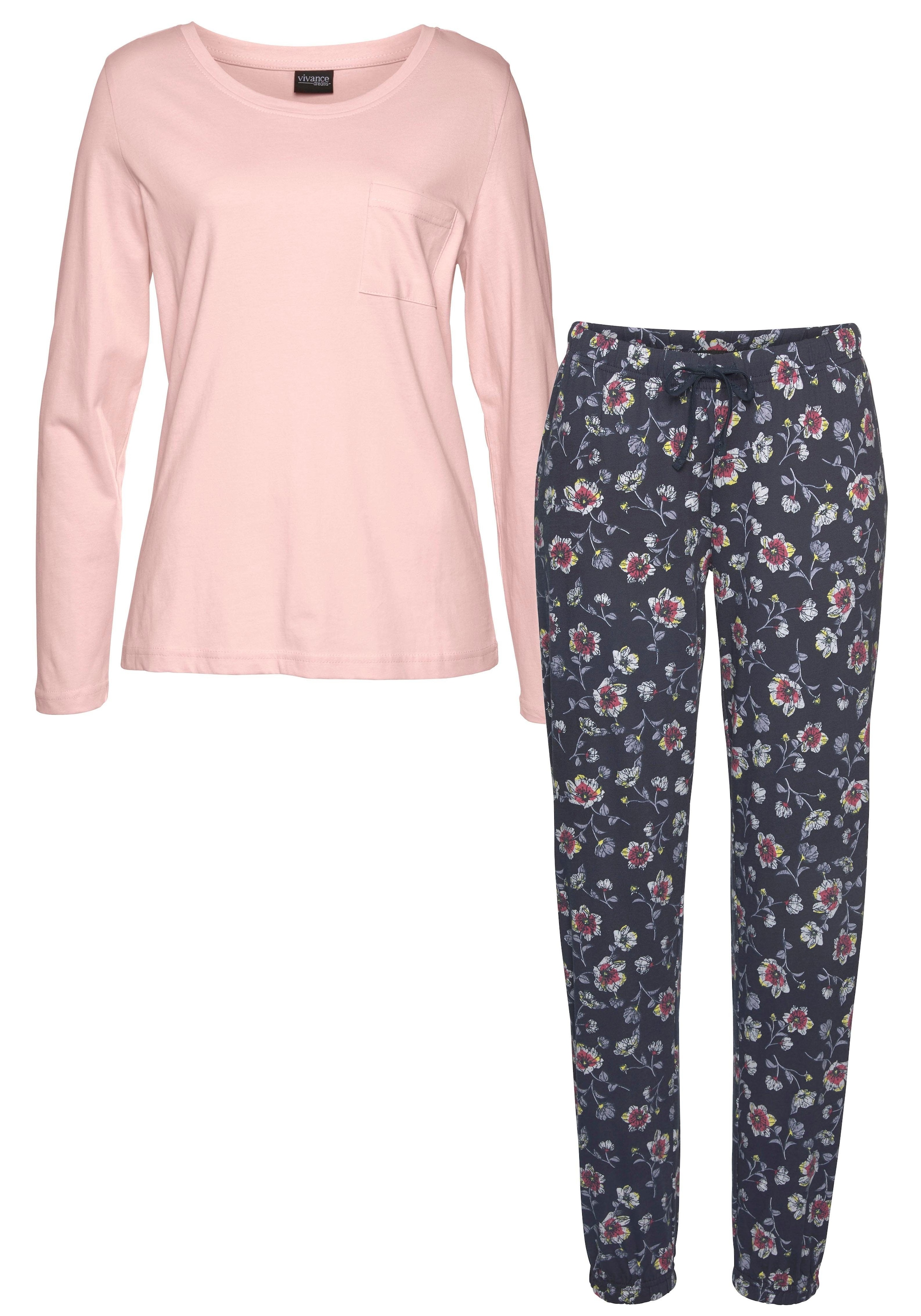 Vivance Dreams Pyjama (2 tlg. 1 Stück) mit gemusterter Schlafhose