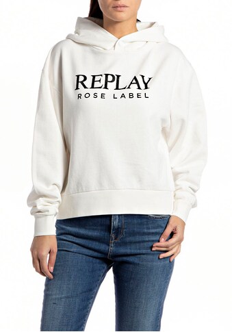 Replay Hoodie, Over-Fit Sweatshirt mit Aufdruck, Rose Label kaufen