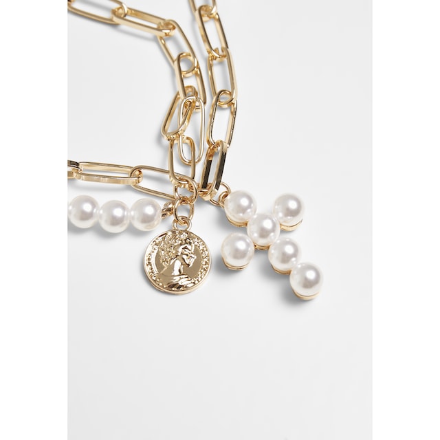 URBAN CLASSICS Edelstahlkette »Accessoires Pearl Cross Layering Necklace«  bestellen | I\'m walking