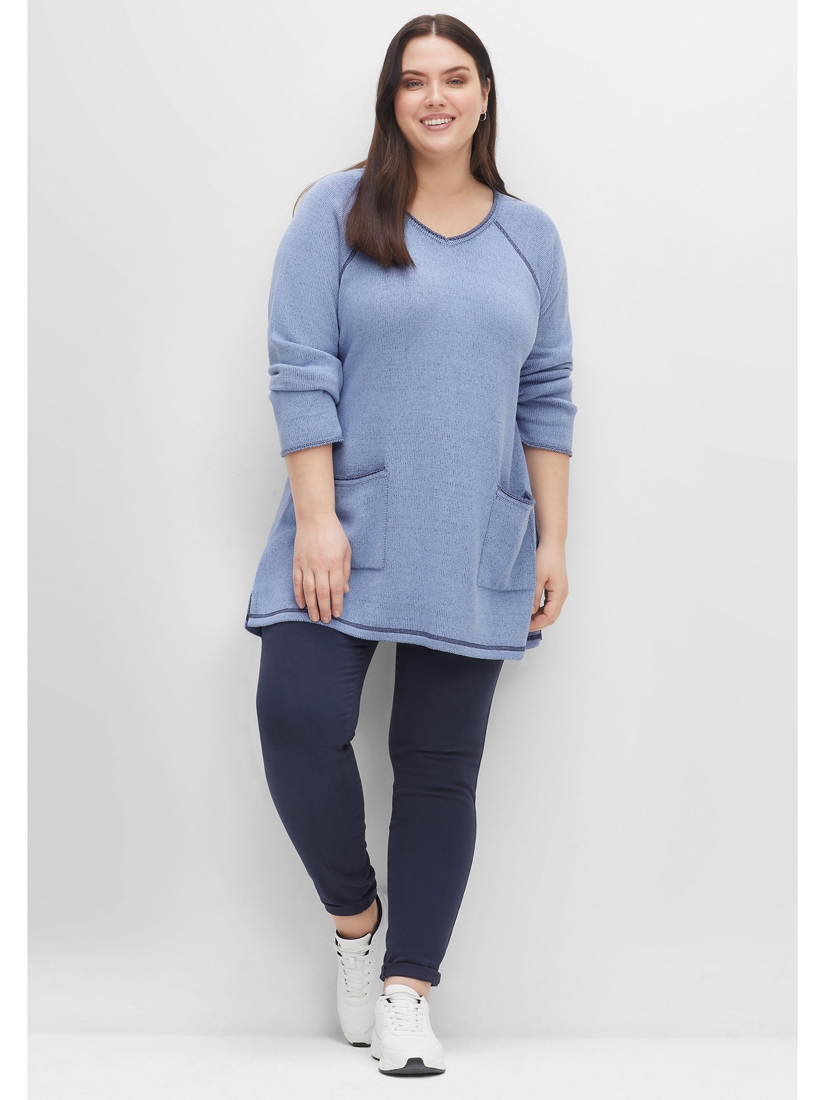 Sheego V-Ausschnitt-Pullover »Große Größen«, mit Taschen und  Seitenschlitzen shoppen