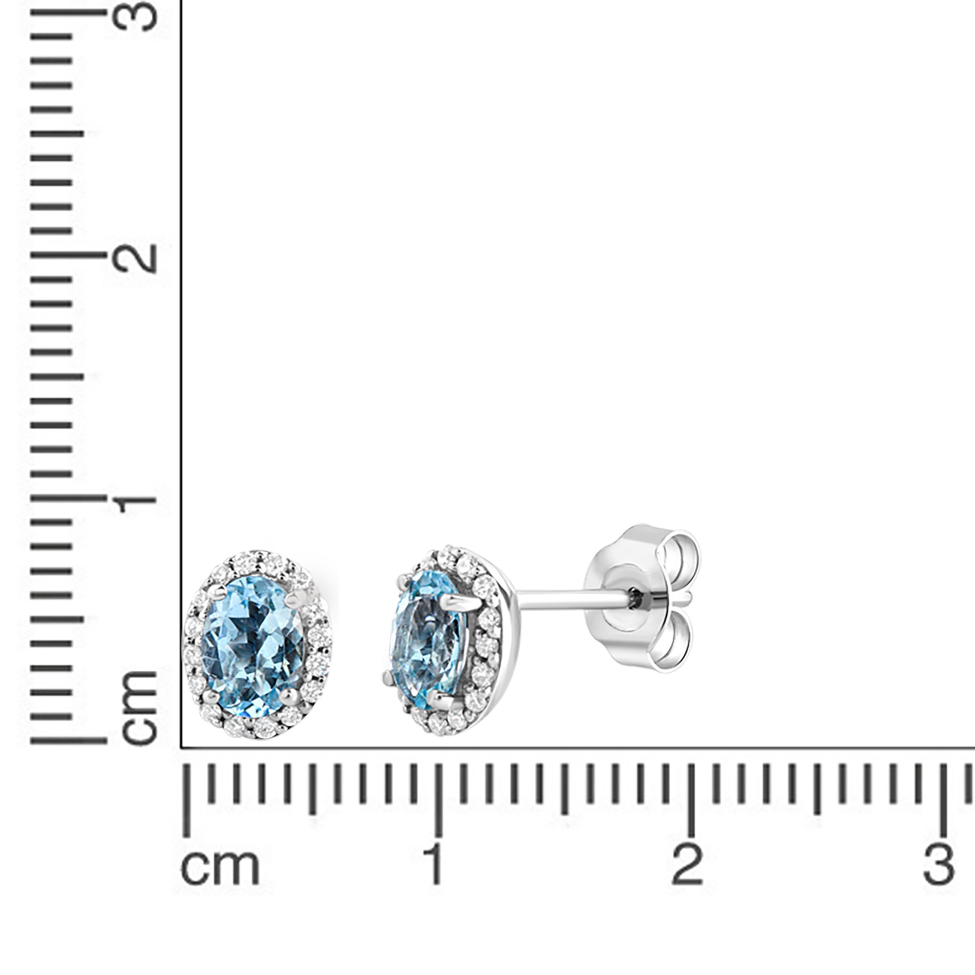 Paar Ohrstecker K. und Weißgold Diamonds Diamant Aquamarin by 585 Ellen mit