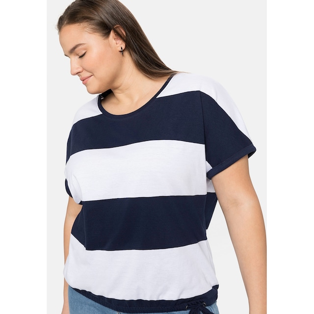 Sheego T-Shirt »Große Größen«, mit Tunnelzug am Saum und Blockstreifen  shoppen