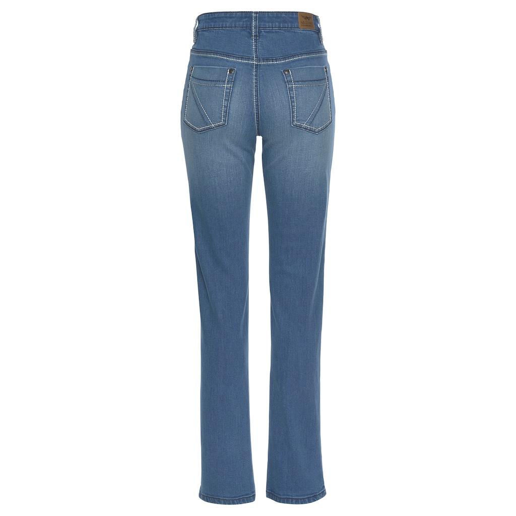 Arizona Gerade Jeans Comfort-Fit High Waist mit Kontrastnähten