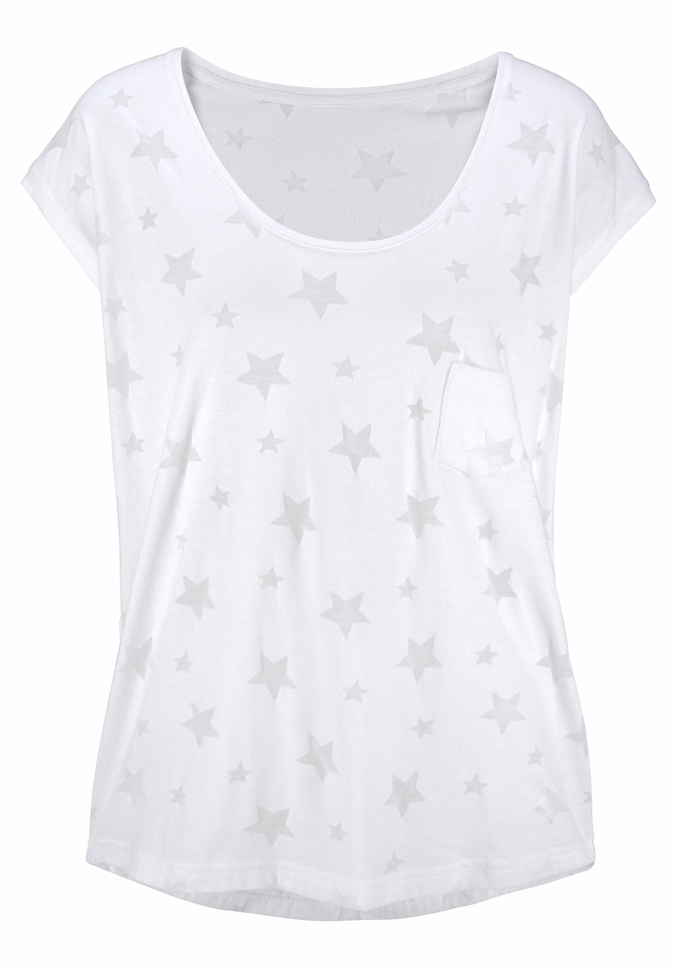 Beachtime T-Shirt, (2er-Pack), bestellen leicht transparenten mit Sternen Ausbrenner-Qualität