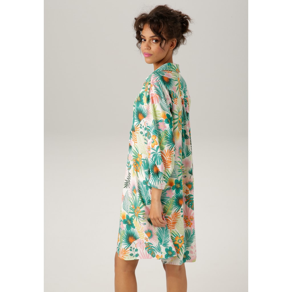 Aniston CASUAL Blusenkleid, mit farbenfrohen, tropischen Blumen und Blättern bedruckt - NEUE KOLLEKTION
