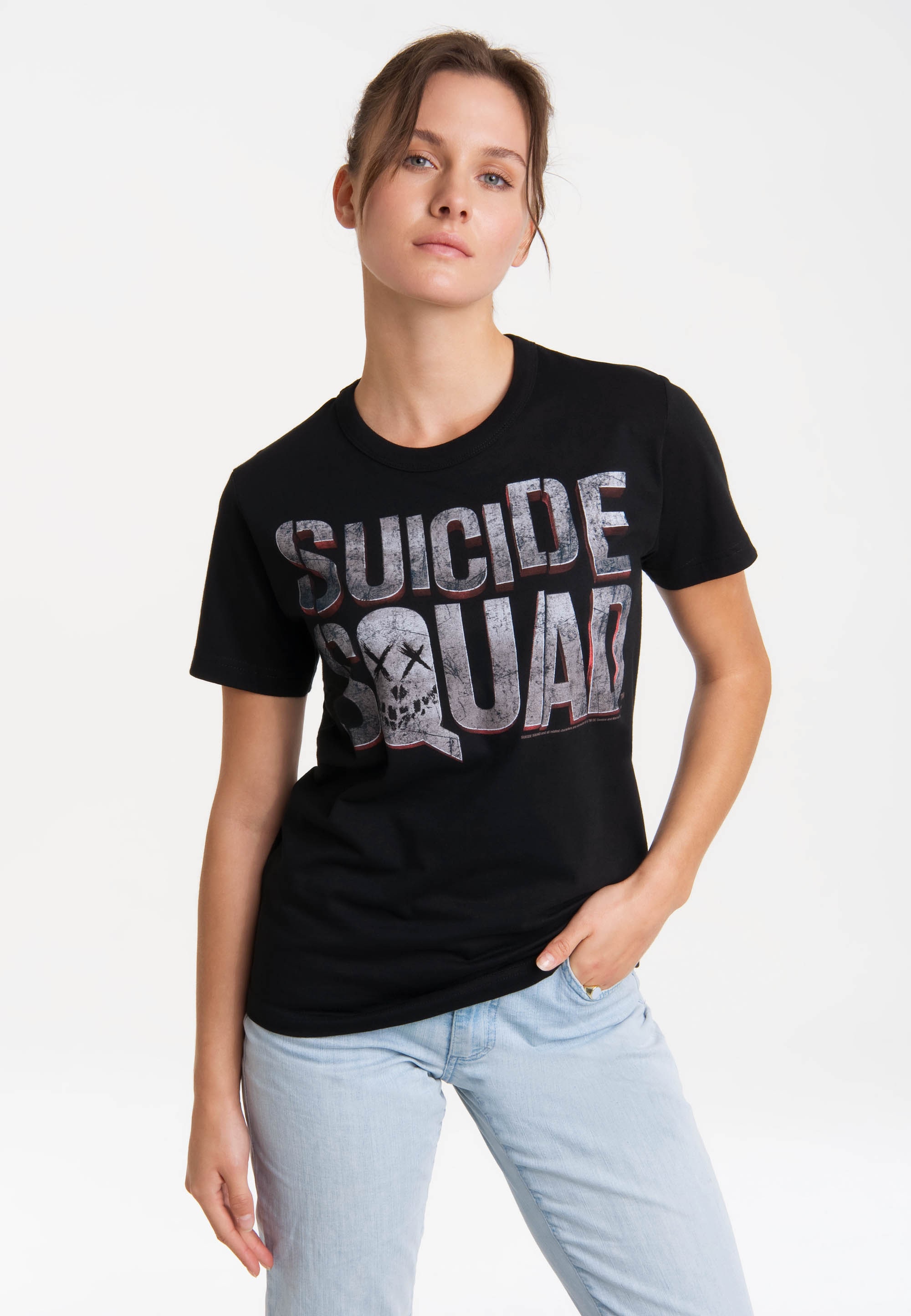 LOGOSHIRT T-Shirt »Suicide lizenziertem walking I\'m shoppen Print Squad mit Logo«, 