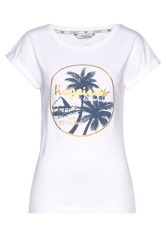 TOM TAILOR Polo Team T-Shirt, mit trendigem Palmen-Beach-Logodruck - NEUE KOLLEKTION kaufen