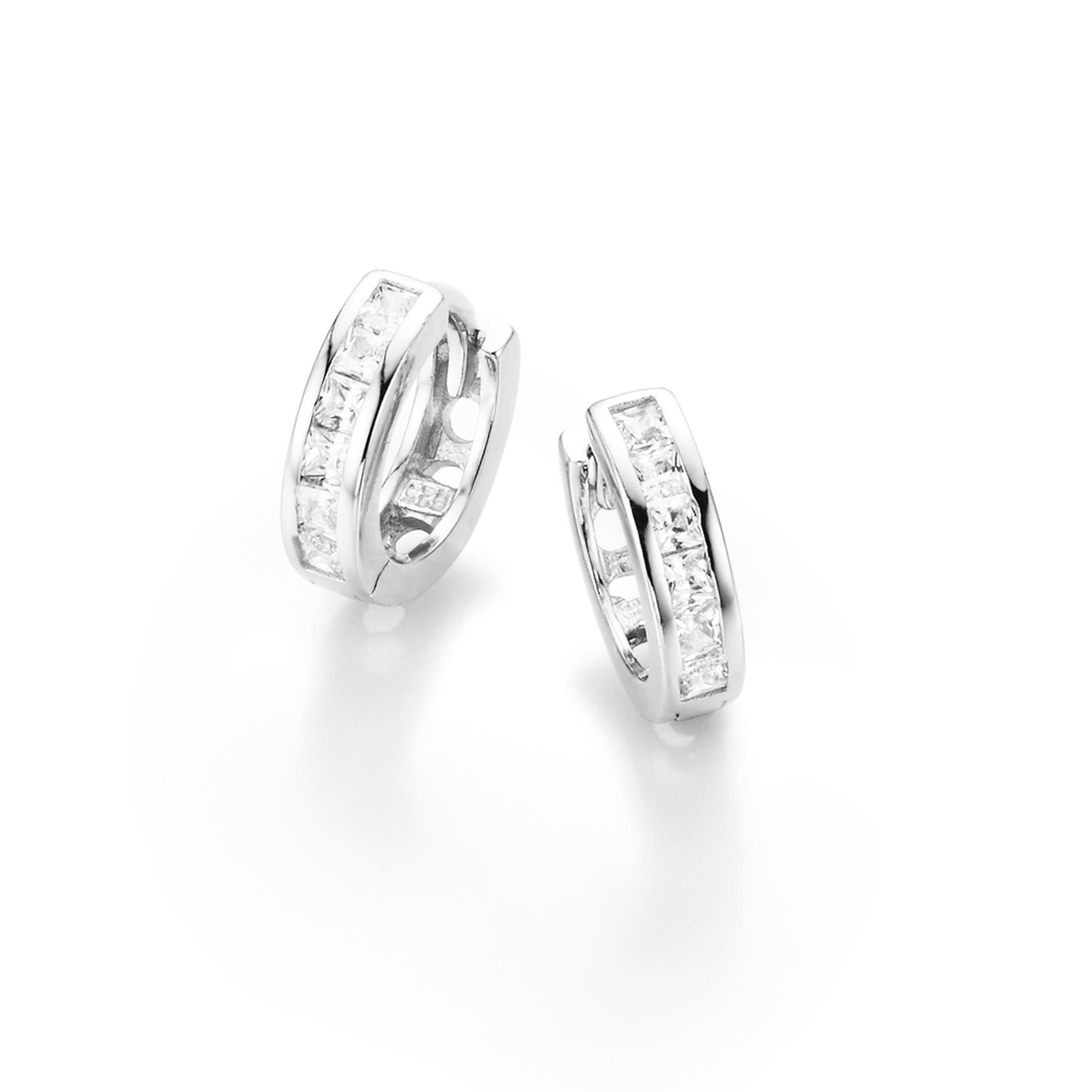 Smart Jewel Paar Creolen Steinen Zirkonia carréförmig 925 mit Silber